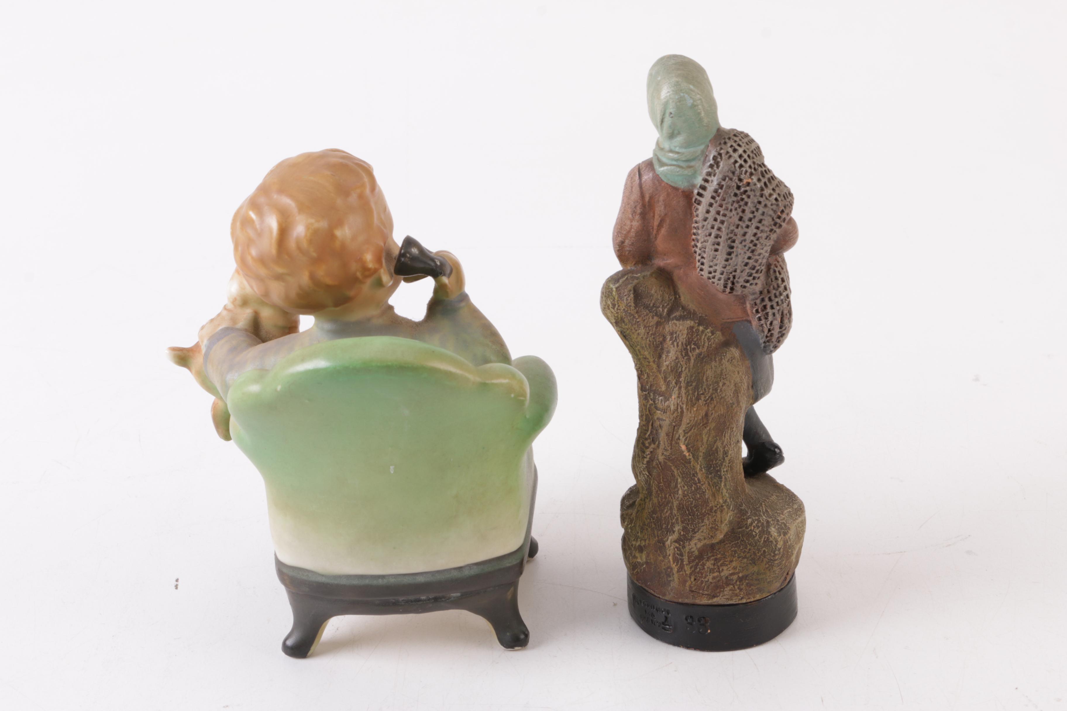 Vintage "Blaukeubergle" and Boy on Phone Figurines