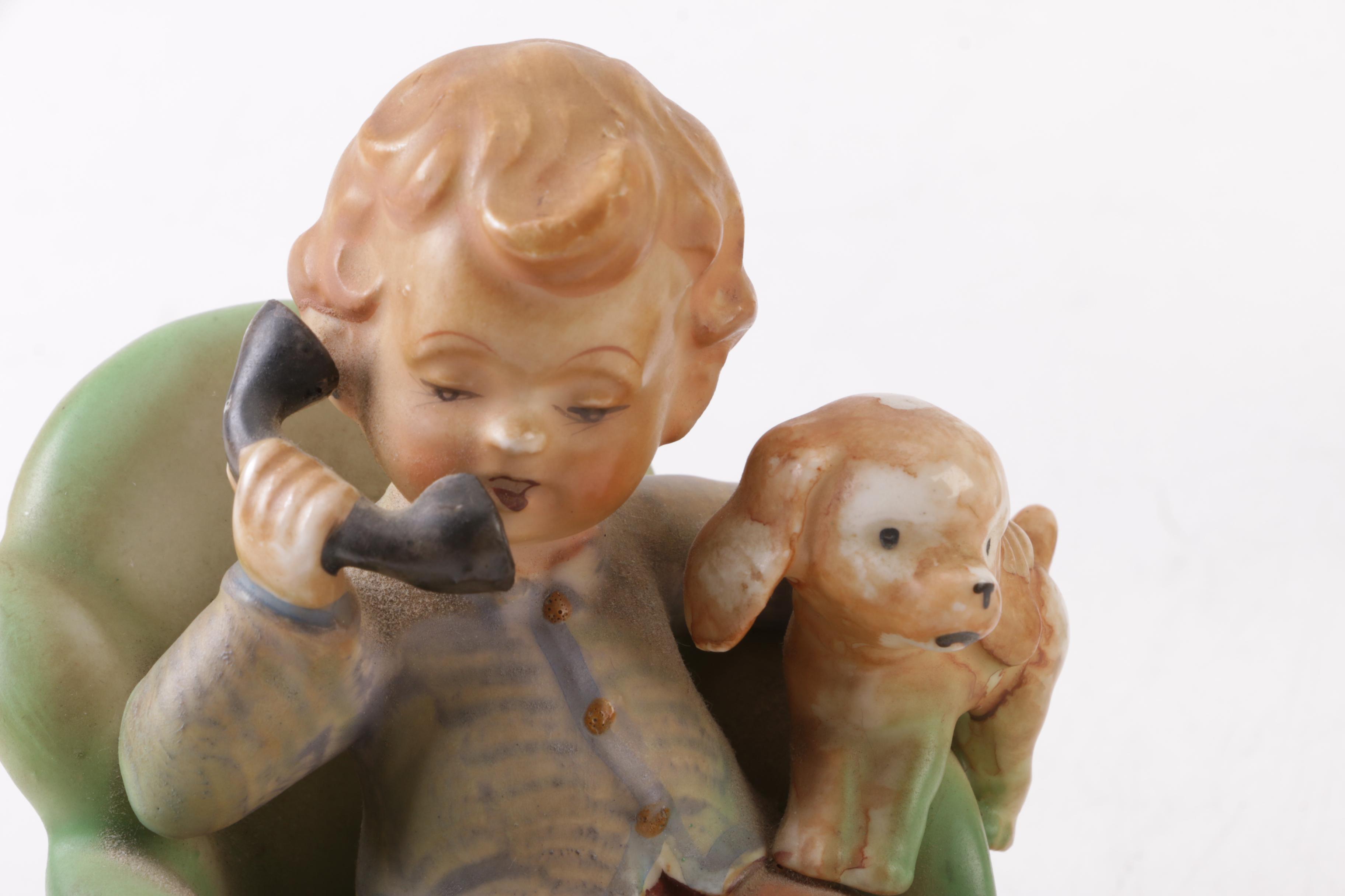 Vintage "Blaukeubergle" and Boy on Phone Figurines
