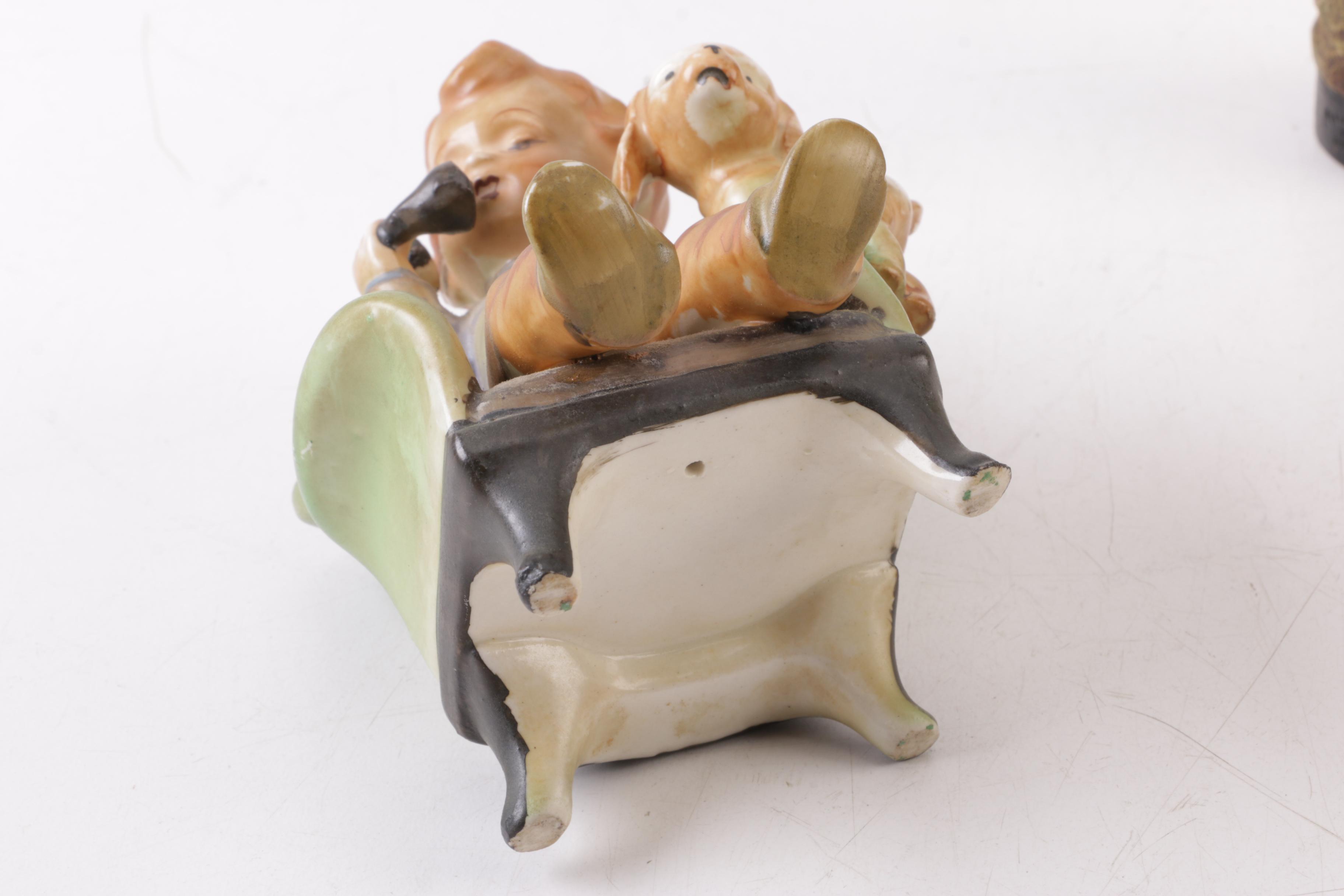 Vintage "Blaukeubergle" and Boy on Phone Figurines