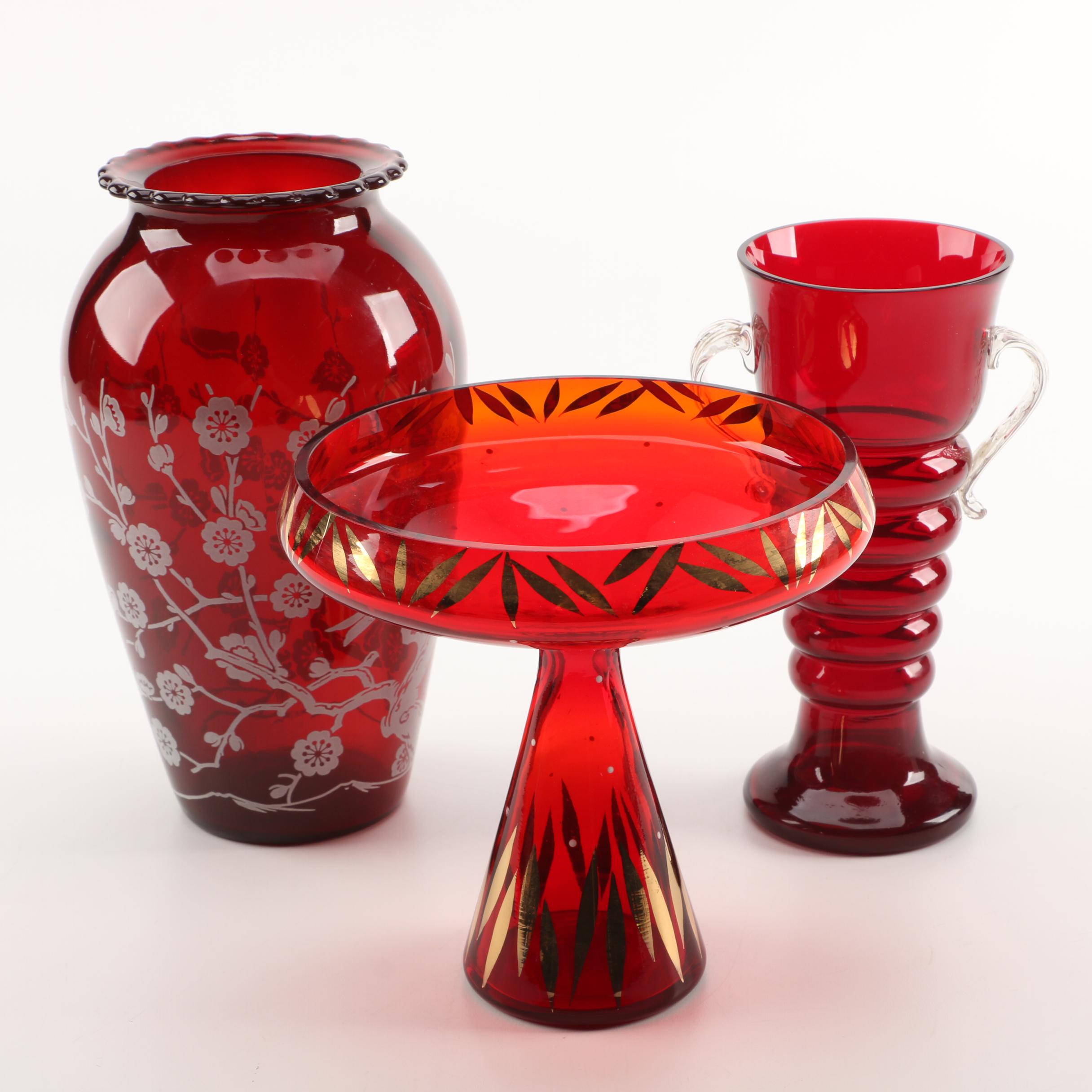 Selection of Red Glassware