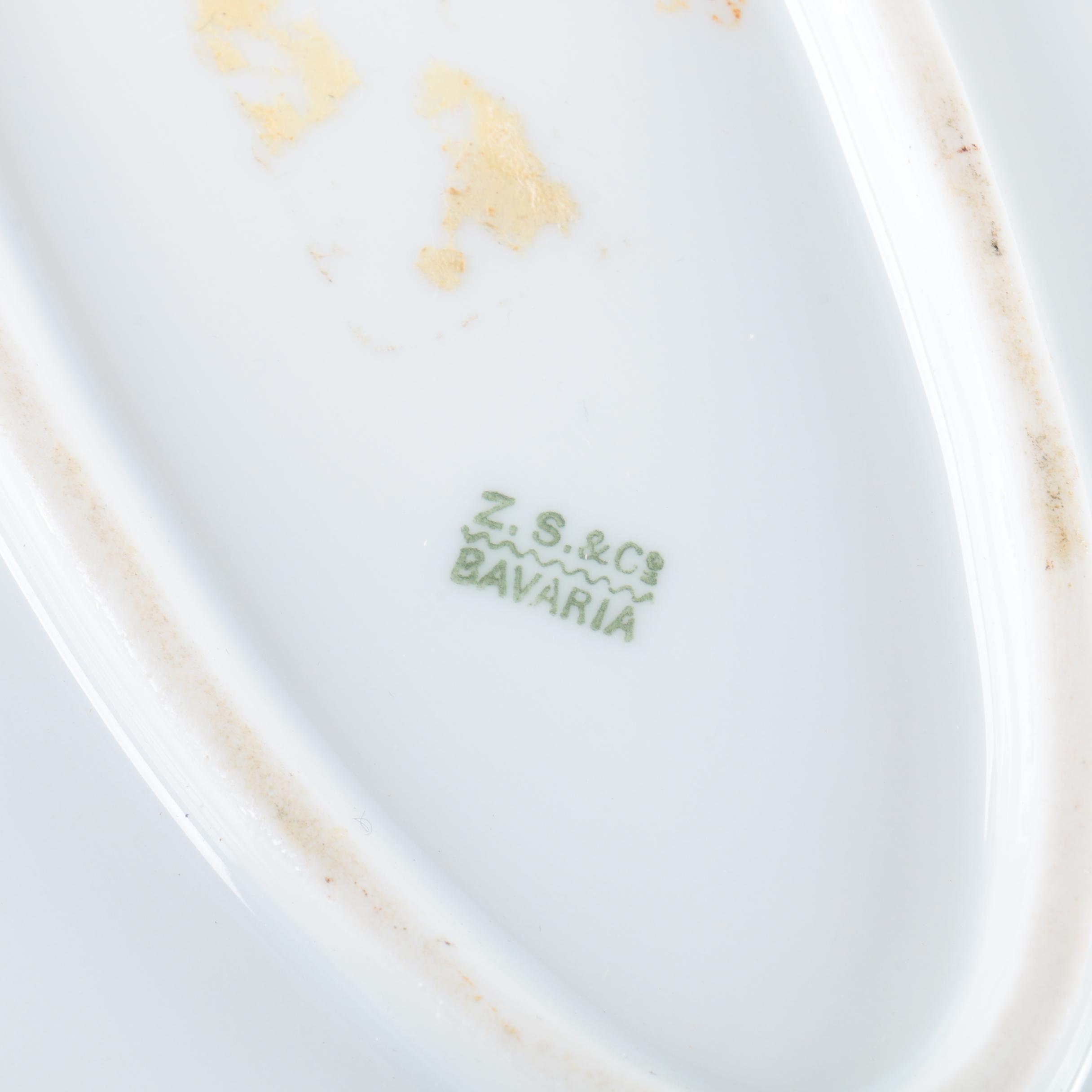 Antique Z. S. & Co. Bavarian Fish Platter 1880-1918 and Haviland Sauce Boat 1882