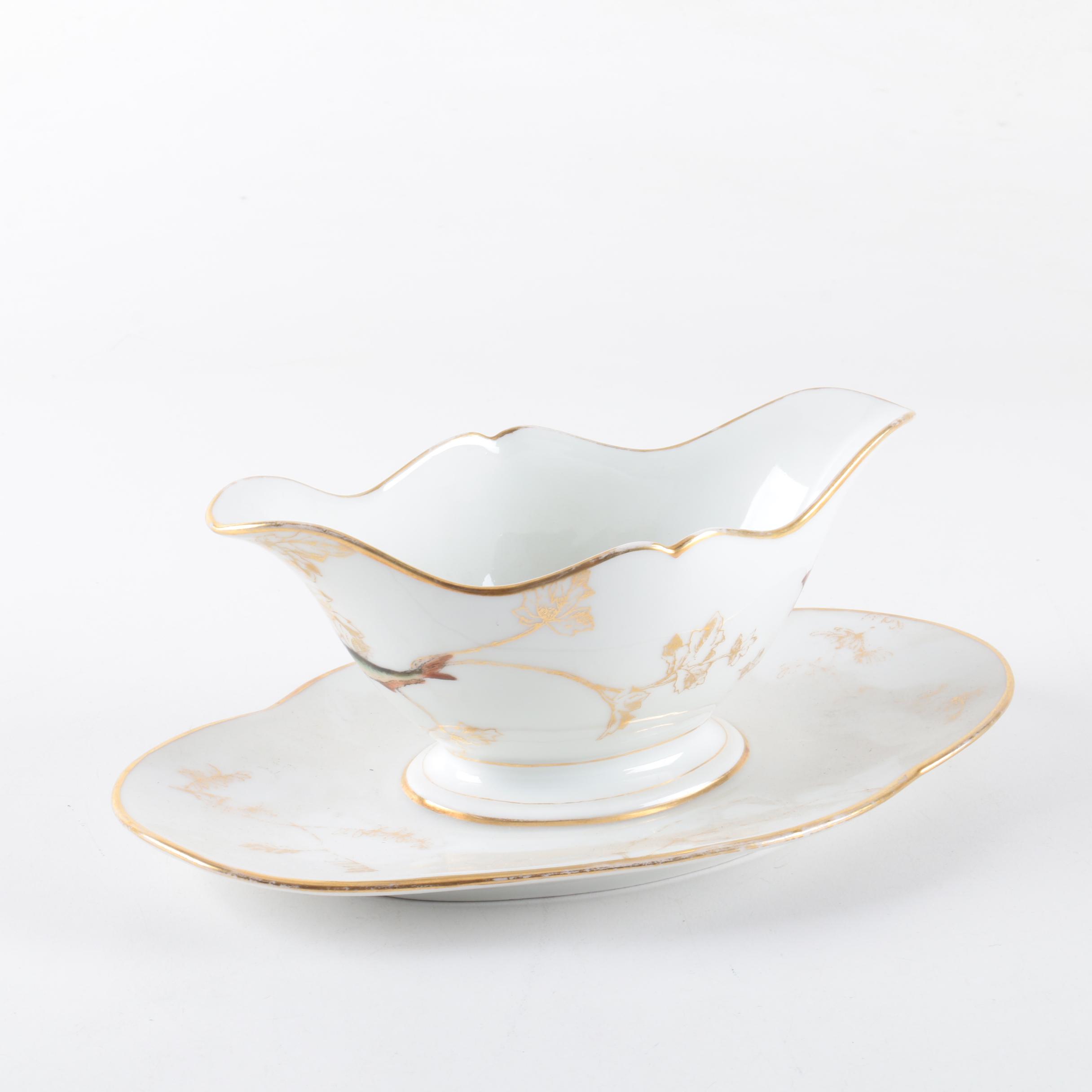 Antique Z. S. & Co. Bavarian Fish Platter 1880-1918 and Haviland Sauce Boat 1882