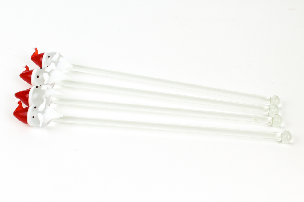 Neiman Marcus Frosted Penguin Tumblers, Christmas Napkins, and Drink Stirrers