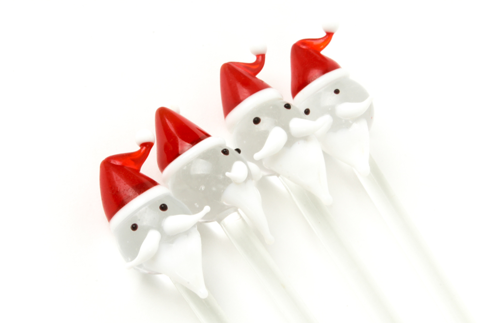 Neiman Marcus Frosted Penguin Tumblers, Christmas Napkins, and Drink Stirrers