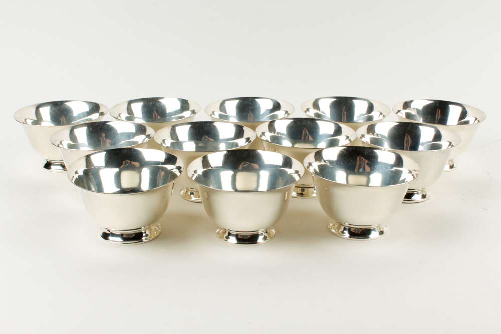 Vintage Paul Revere Style Silver Plate Bowl Set