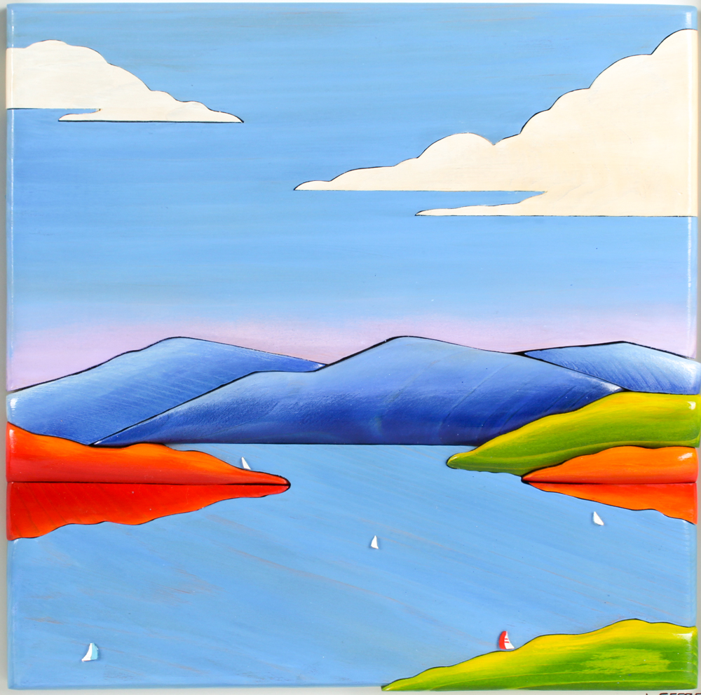 Jeffrey Waller Acrylic Painted Carved Wooden Sculpture