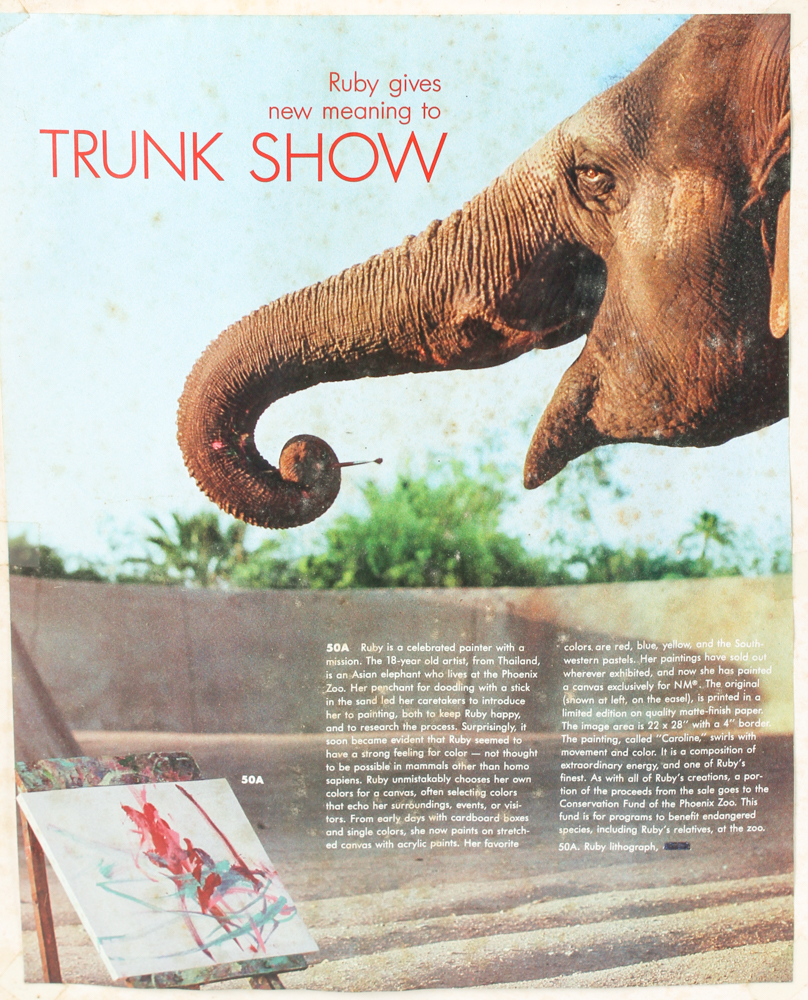 Reproduction Print After a Painting by Ruby the Elephant