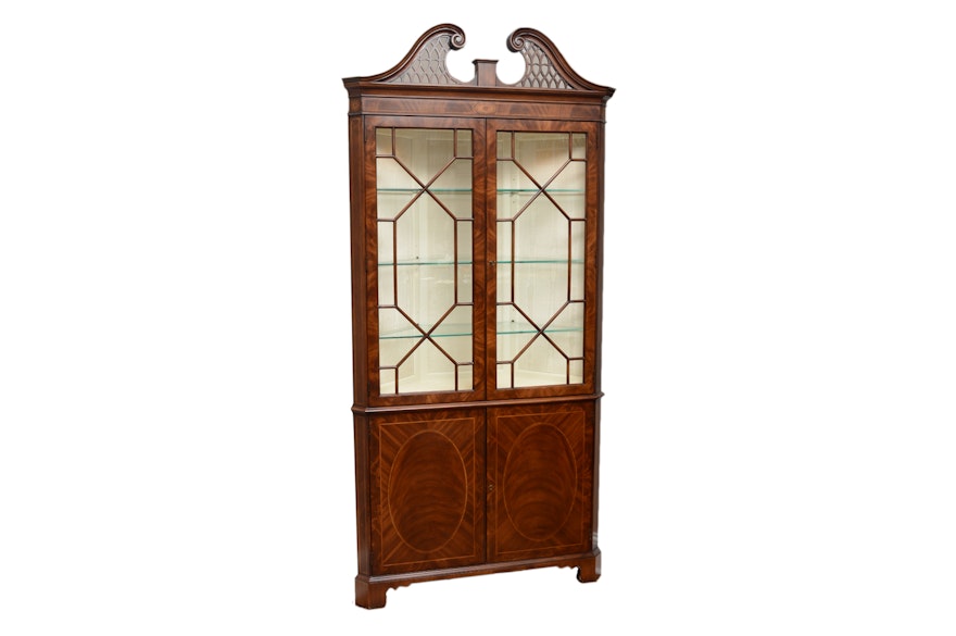 Chippendale Style Lighted Corner Cabinet