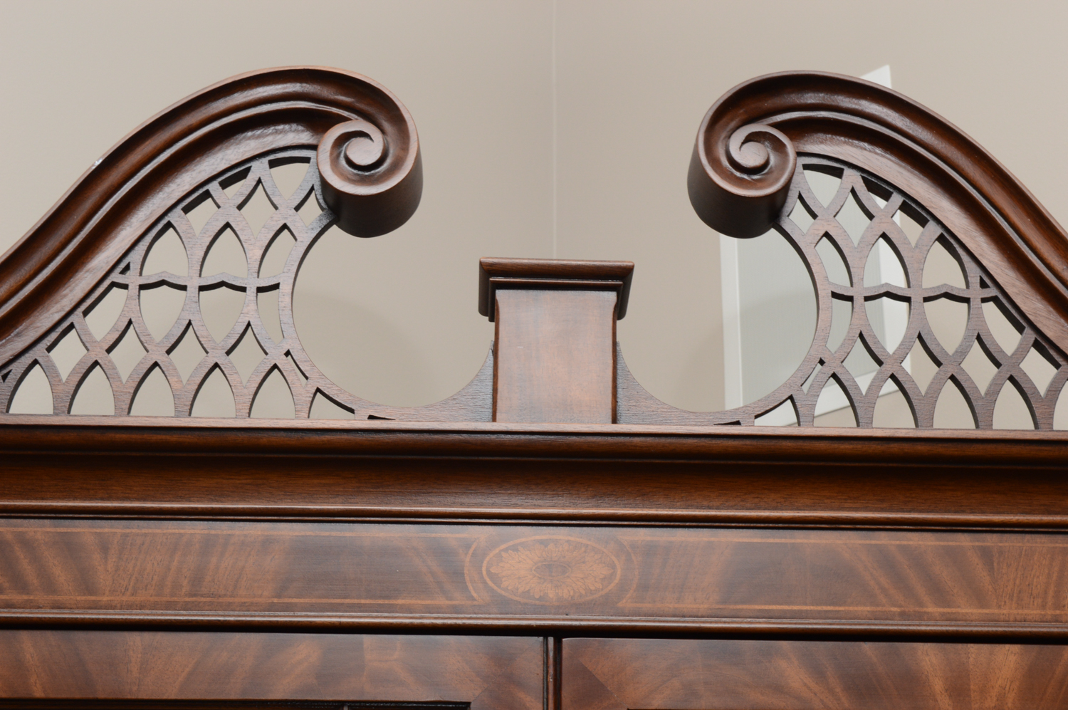 Chippendale Style Lighted Corner Cabinet