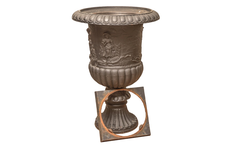 Oversized Vintage French Cast Iron Urn