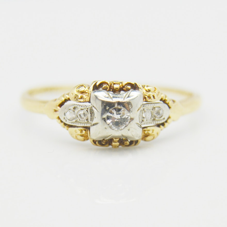 14K Yellow Gold Diamond Ring