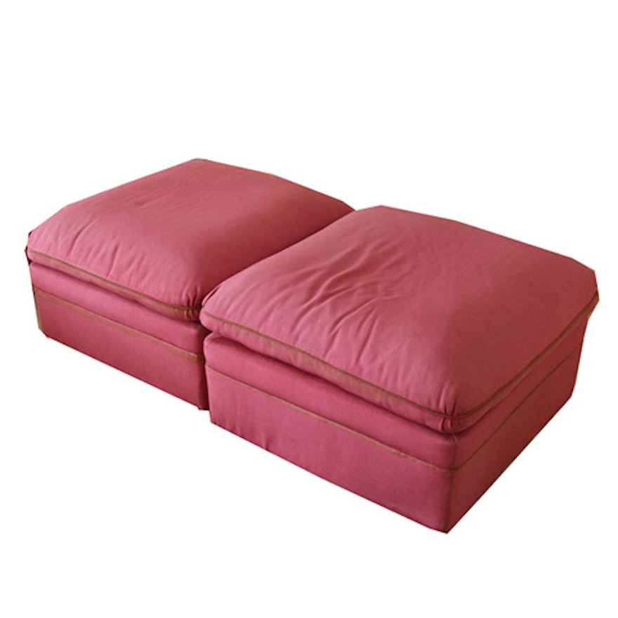 Vintage Pink-Upholstered Ottomans