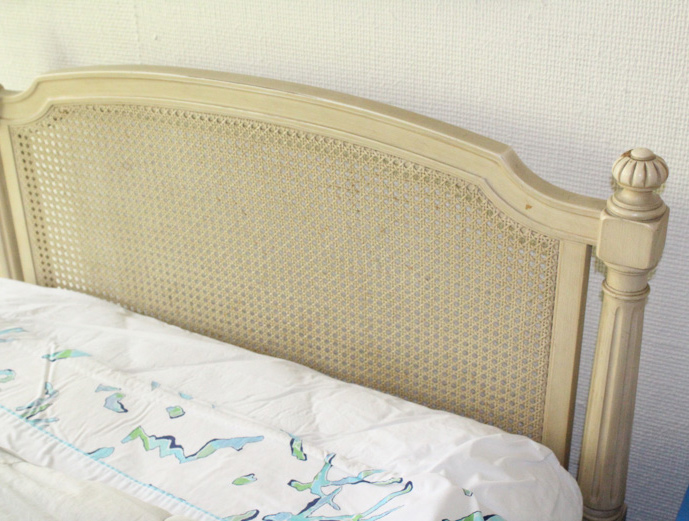 Vintage Cream-Painted Twin Bed Frame by Rusco Industries