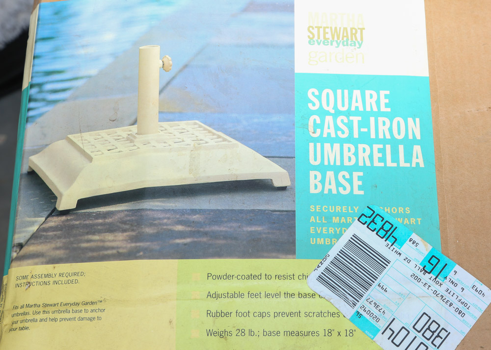 Pottery Barn Outdoor Umbrella and Martha Stewart Base