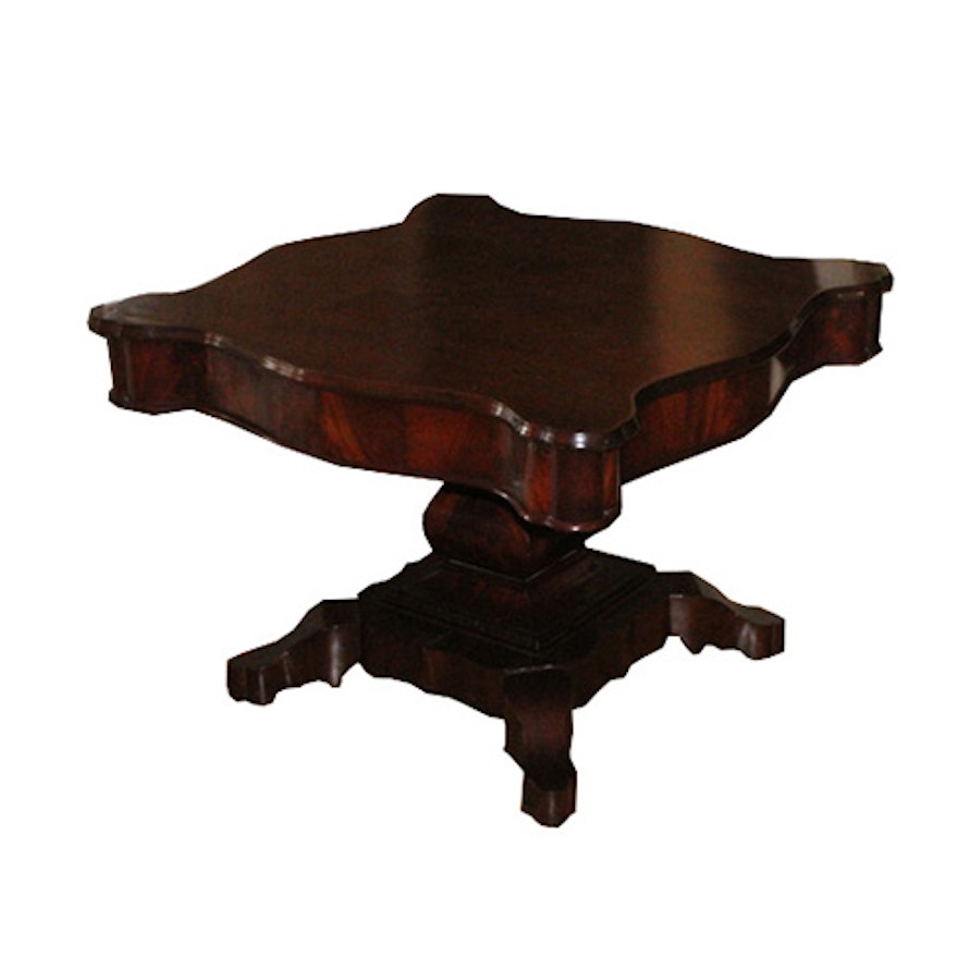 Flame Mahogany Pedestal Accent Table