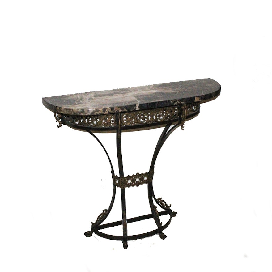 Stone Top Demilune Accent Table