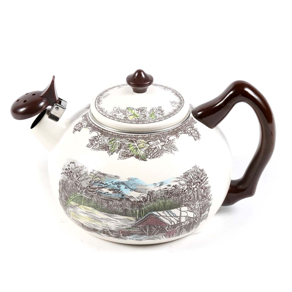 Johnson Brothers "Friendly Village" Transferware Tea Kettle