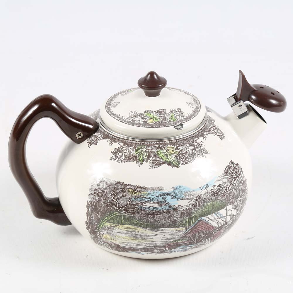 Johnson Brothers "Friendly Village" Transferware Tea Kettle
