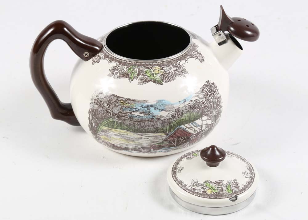 Johnson Brothers "Friendly Village" Transferware Tea Kettle