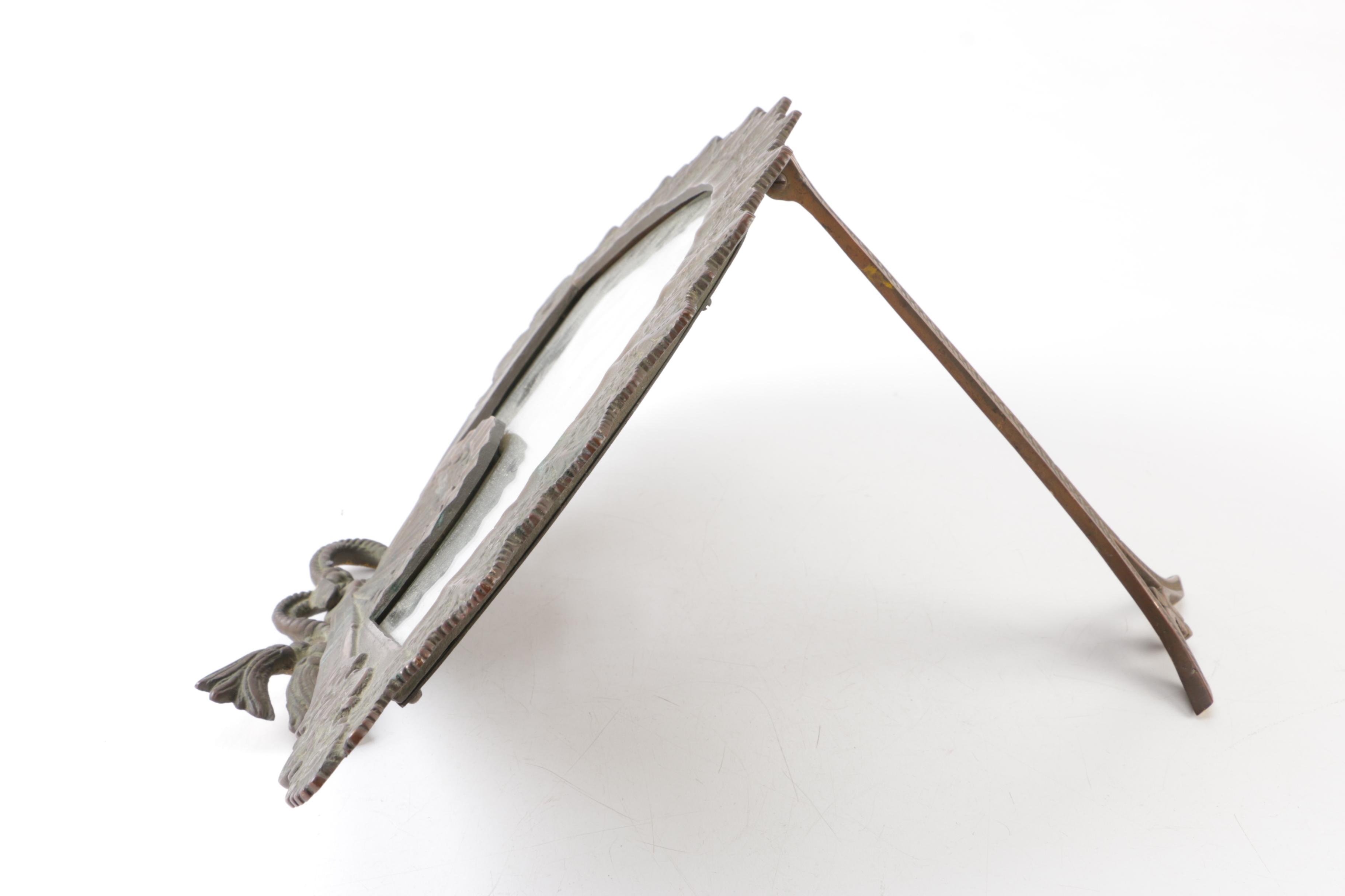 Vintage Metal Framed Fan Shaped Decorative Mirror