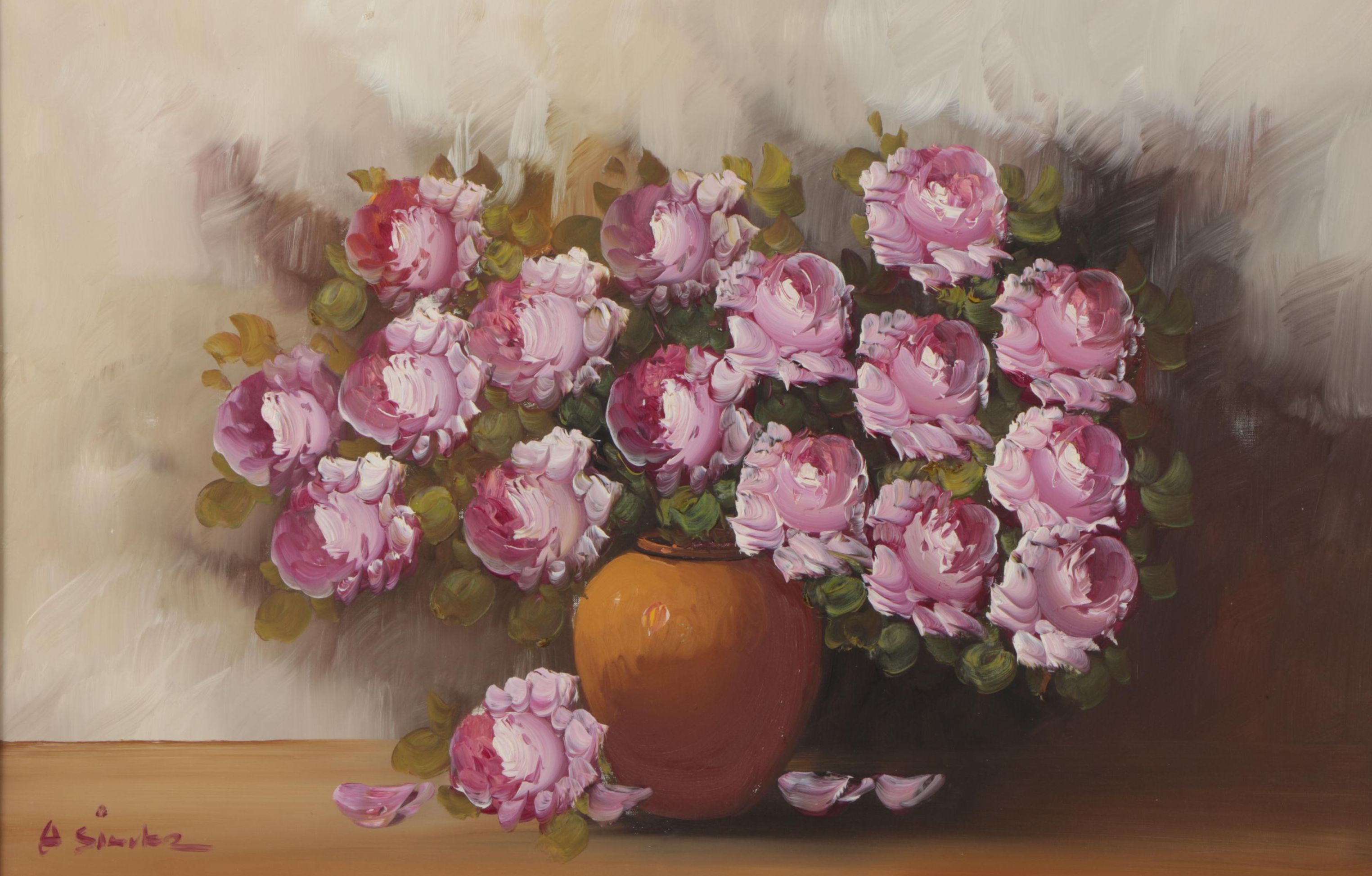 A. Silver Oil Painting of Flowers