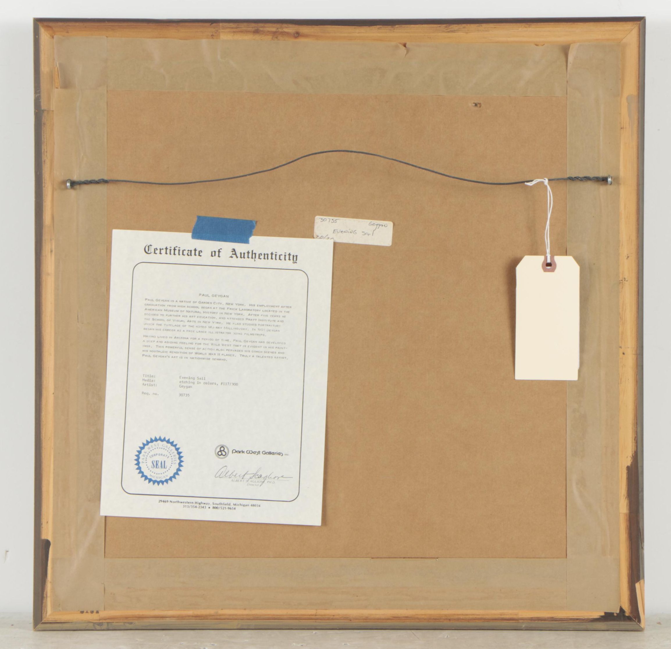 Paul Geygan Colored Engraving "Evening Sail"