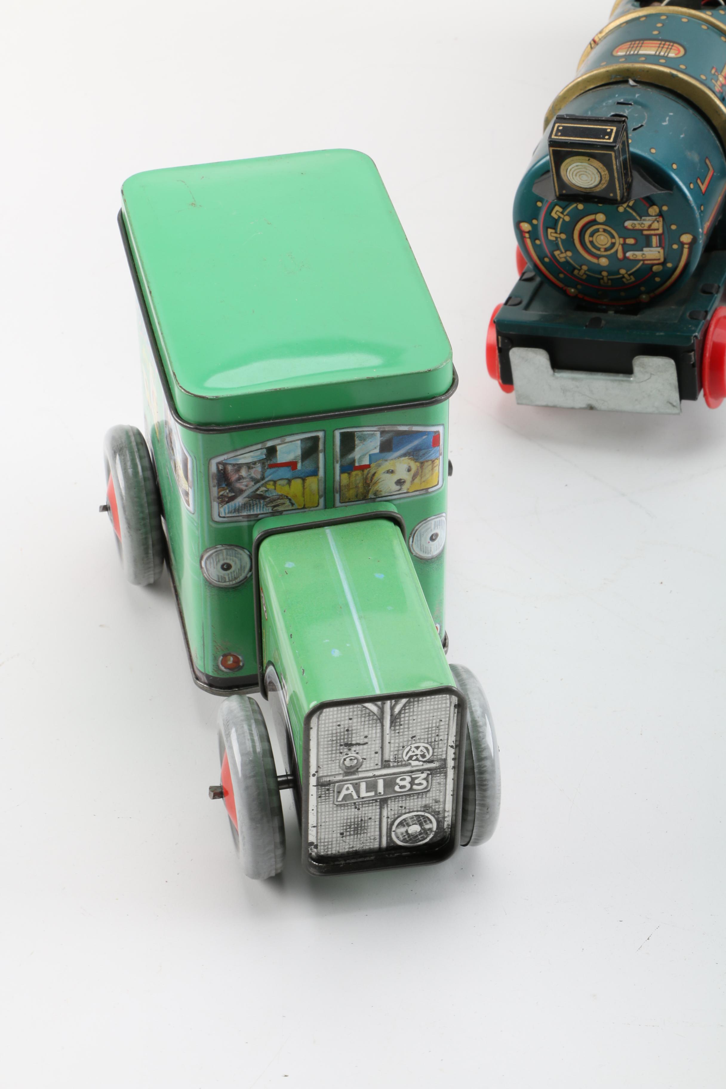 Tin Litho Toys and Train Track