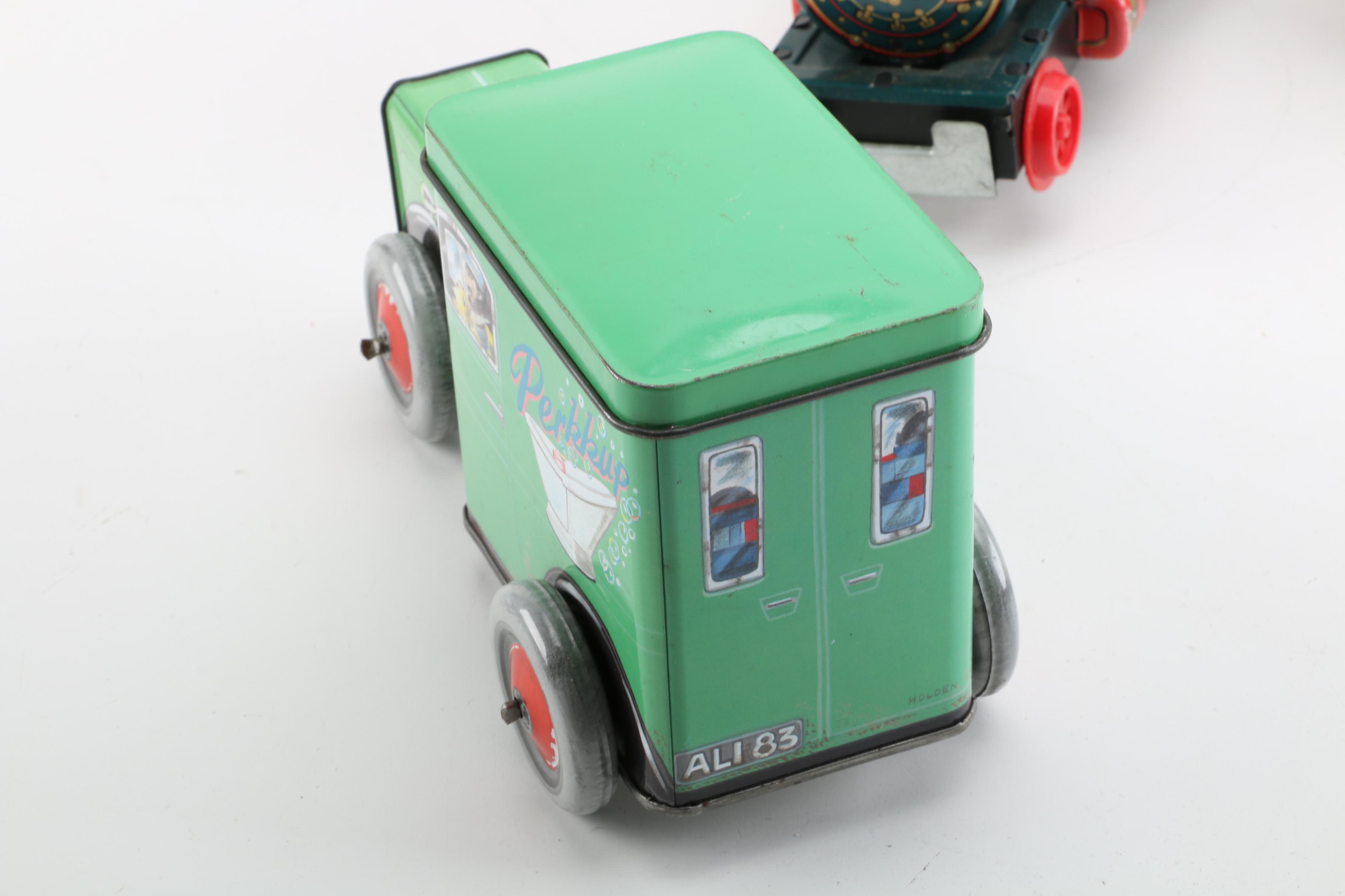 Tin Litho Toys and Train Track