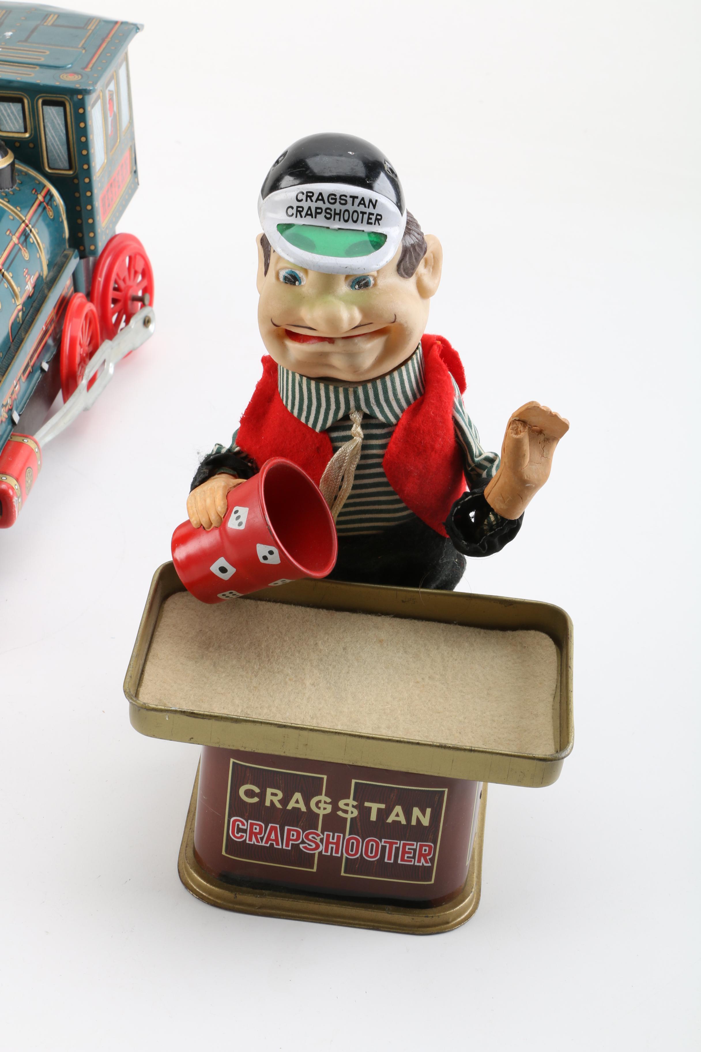 Tin Litho Toys and Train Track