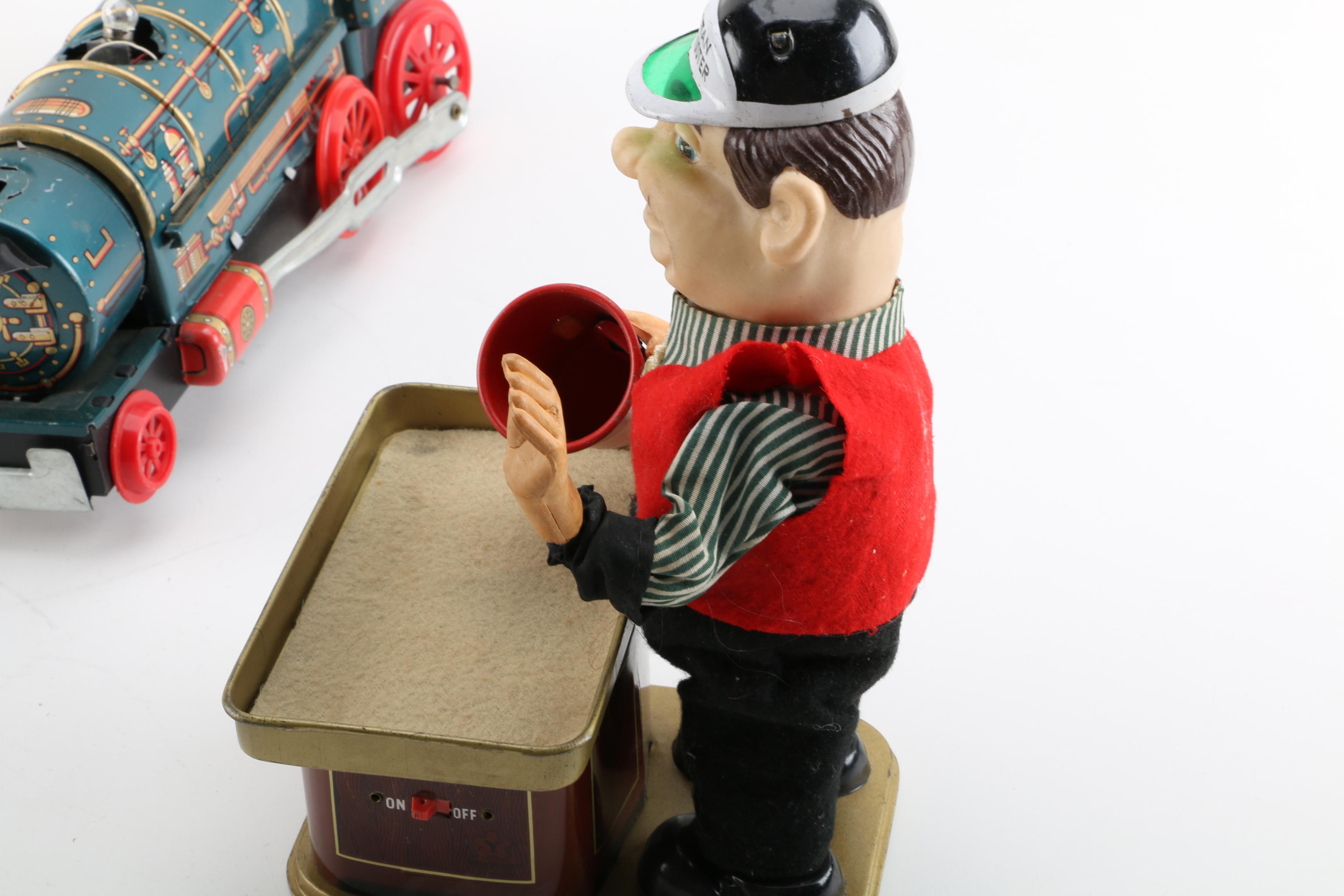 Tin Litho Toys and Train Track