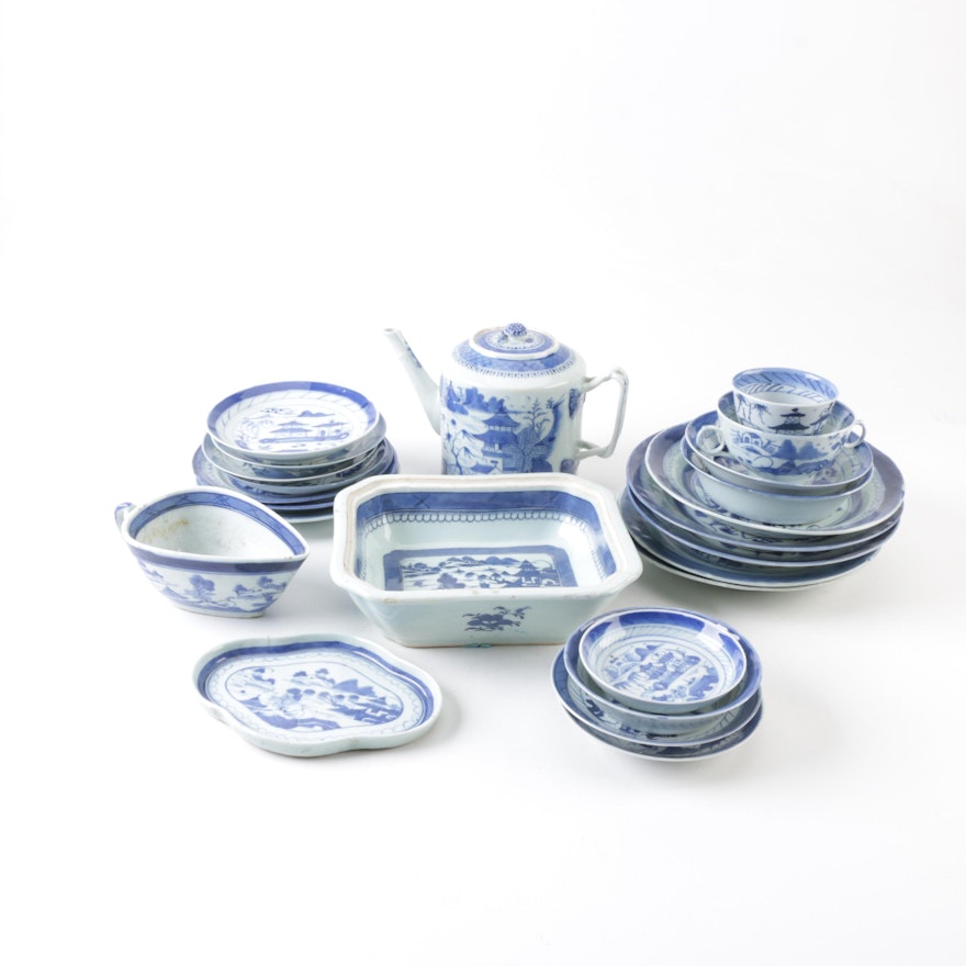Antique Chinese Export Canton Porcelain Tableware