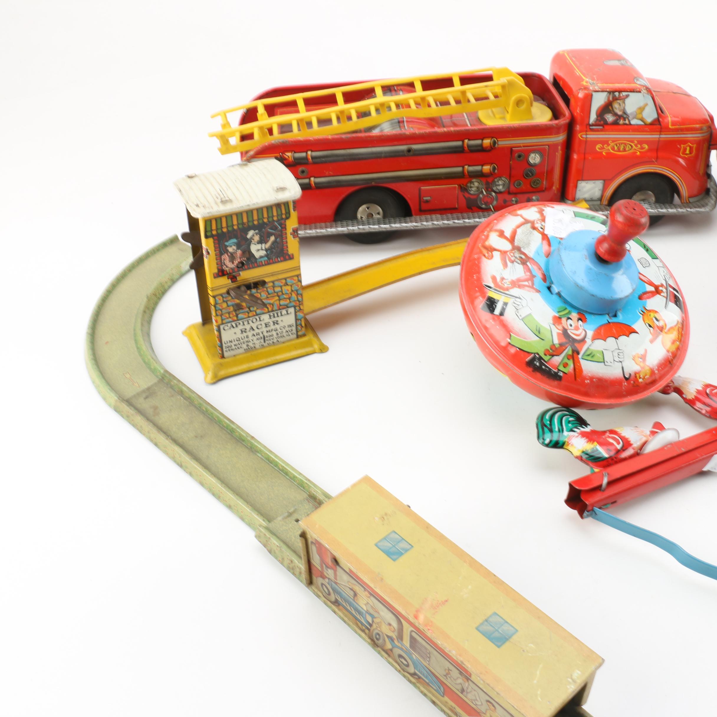 Vintage Cragstan Crapshooting Monkey, Capitol Hill Racer and Other Toys