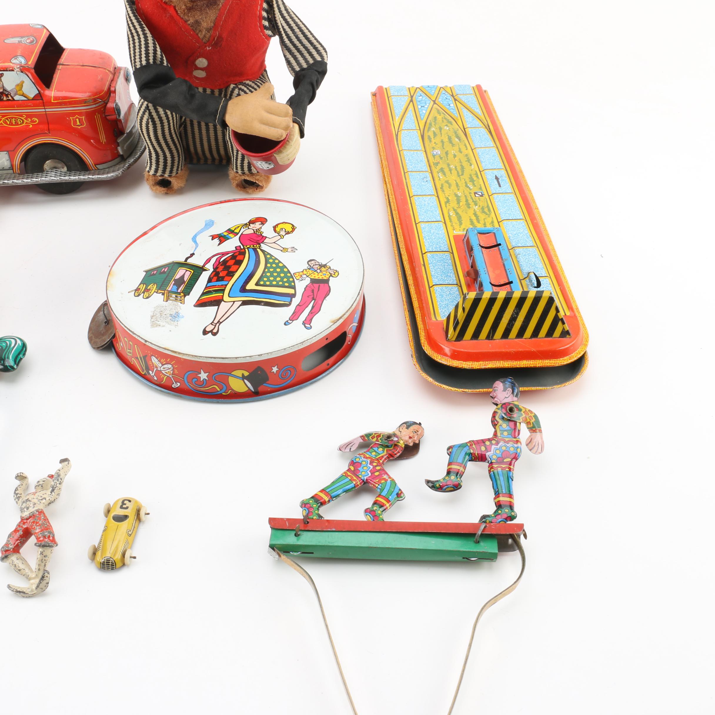 Vintage Cragstan Crapshooting Monkey, Capitol Hill Racer and Other Toys