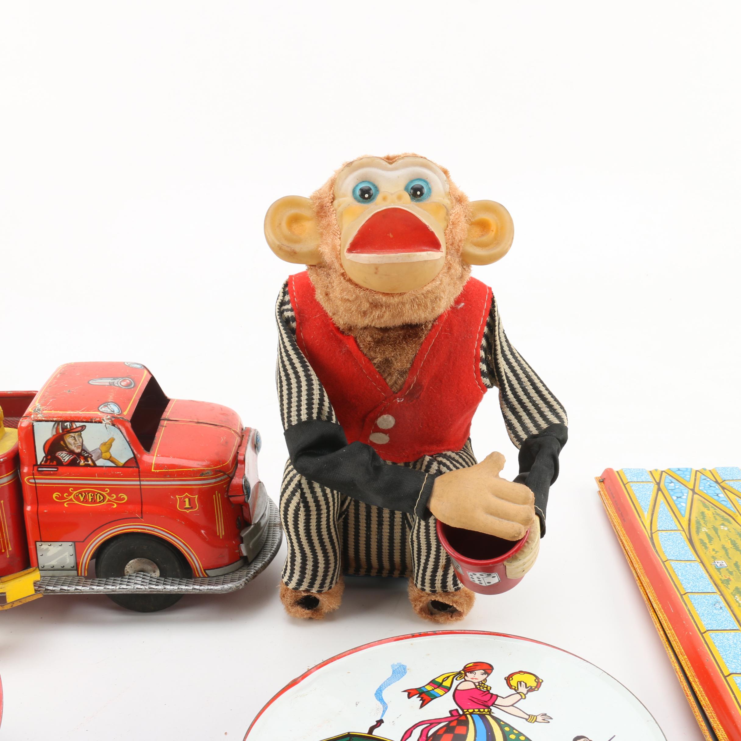 Vintage Cragstan Crapshooting Monkey, Capitol Hill Racer and Other Toys