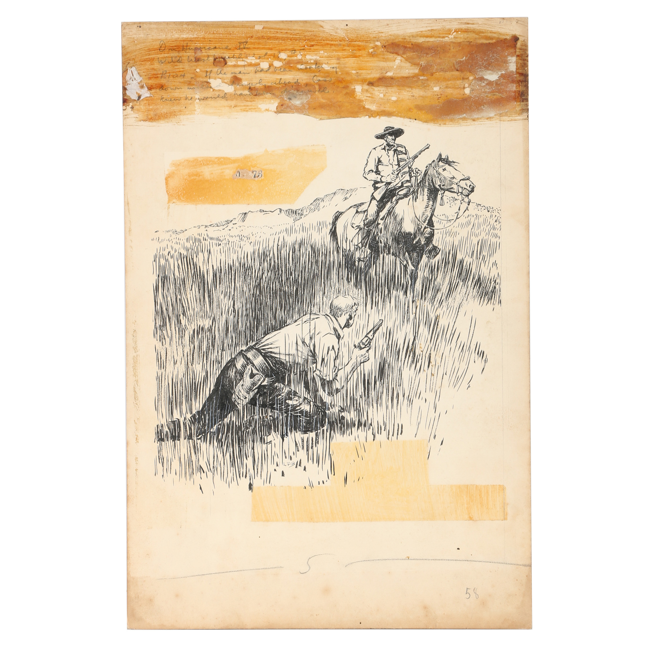 Lorence F. Bjorklund Ink Drawing "Dn. Hurricane, P. 104"