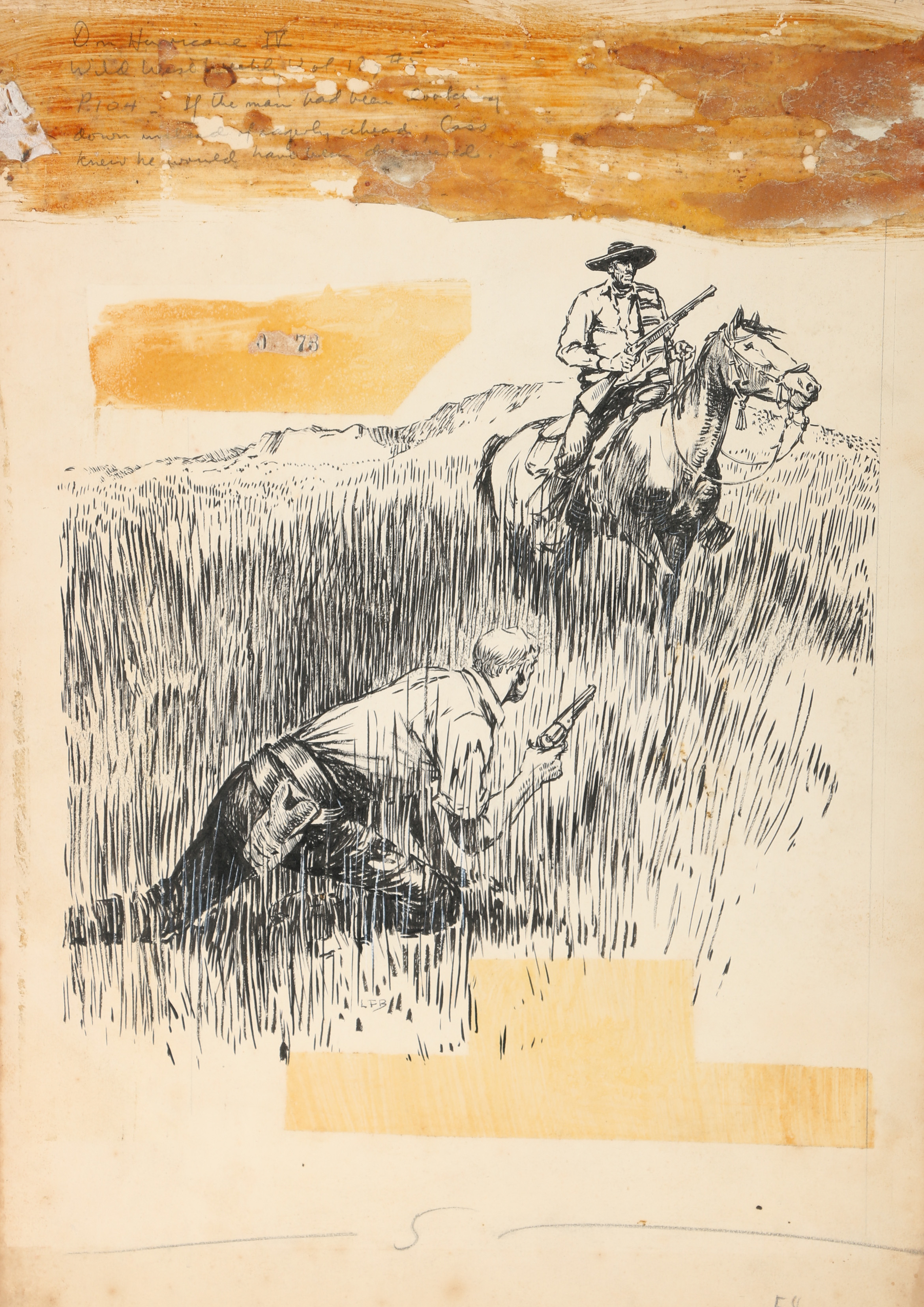 Lorence F. Bjorklund Ink Drawing "Dn. Hurricane, P. 104"