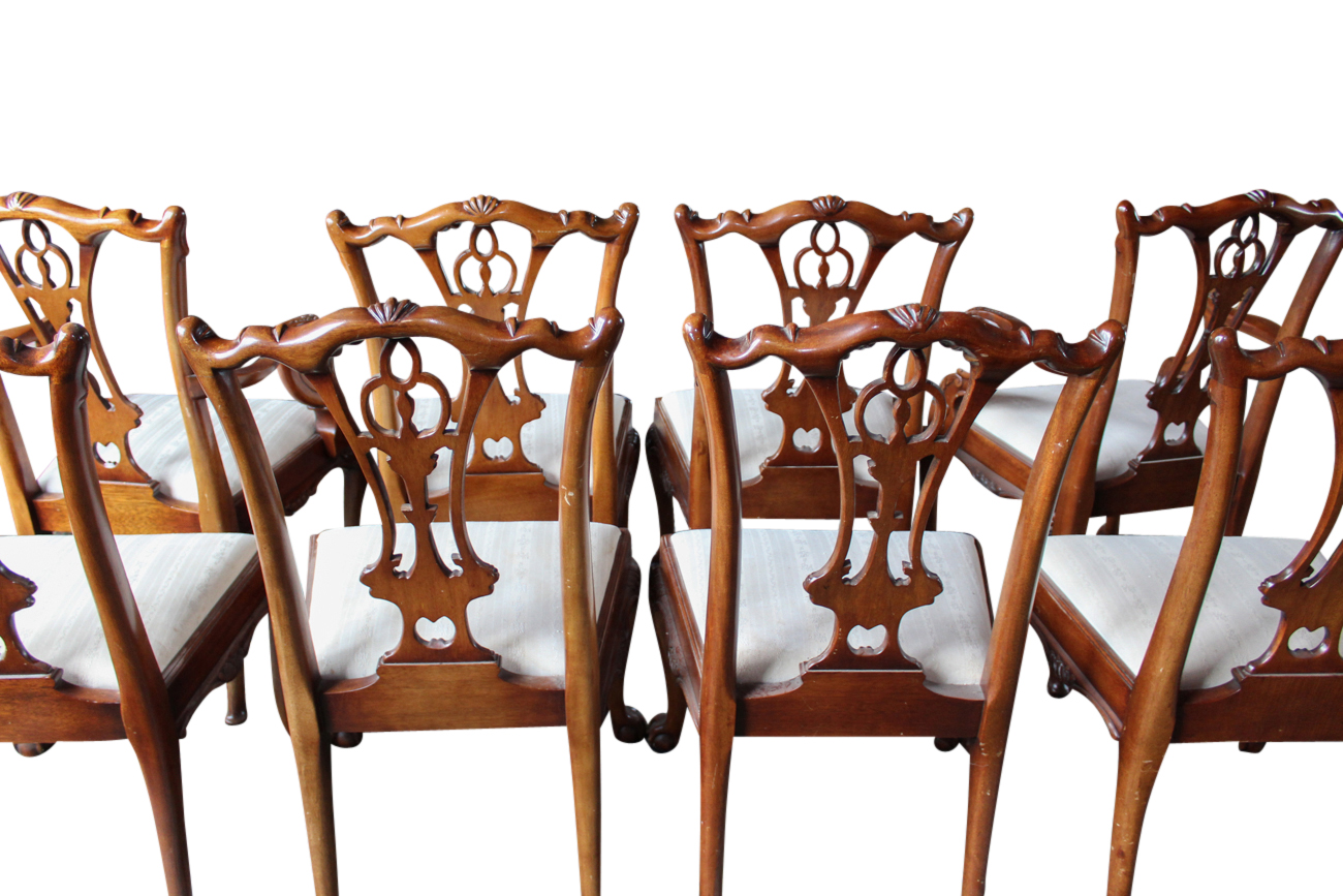 Set of Eight Chippendale Style Dining Chairs