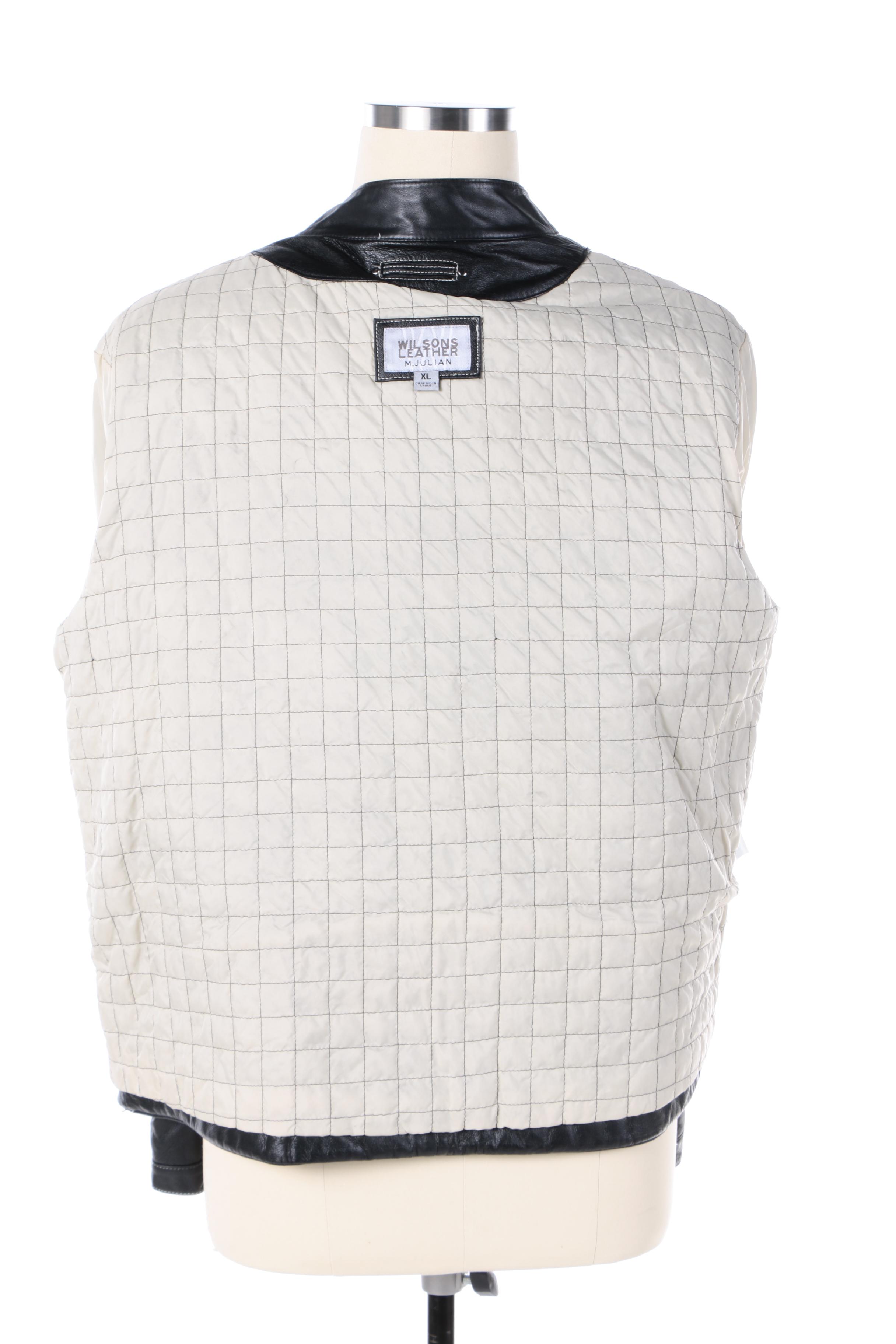 Men's Wilsons Leather Black and White Moto Jacket