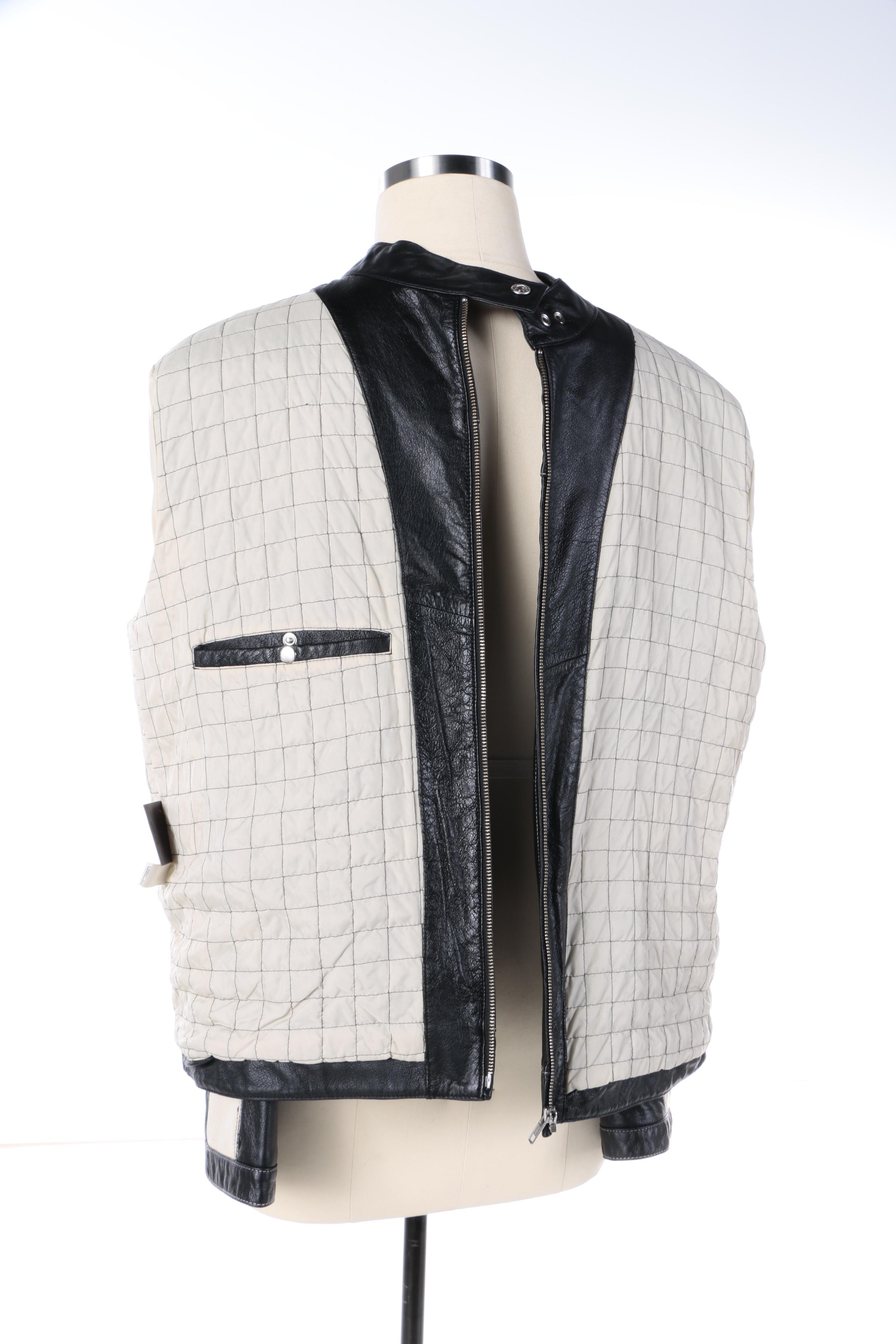 Men's Wilsons Leather Black and White Moto Jacket