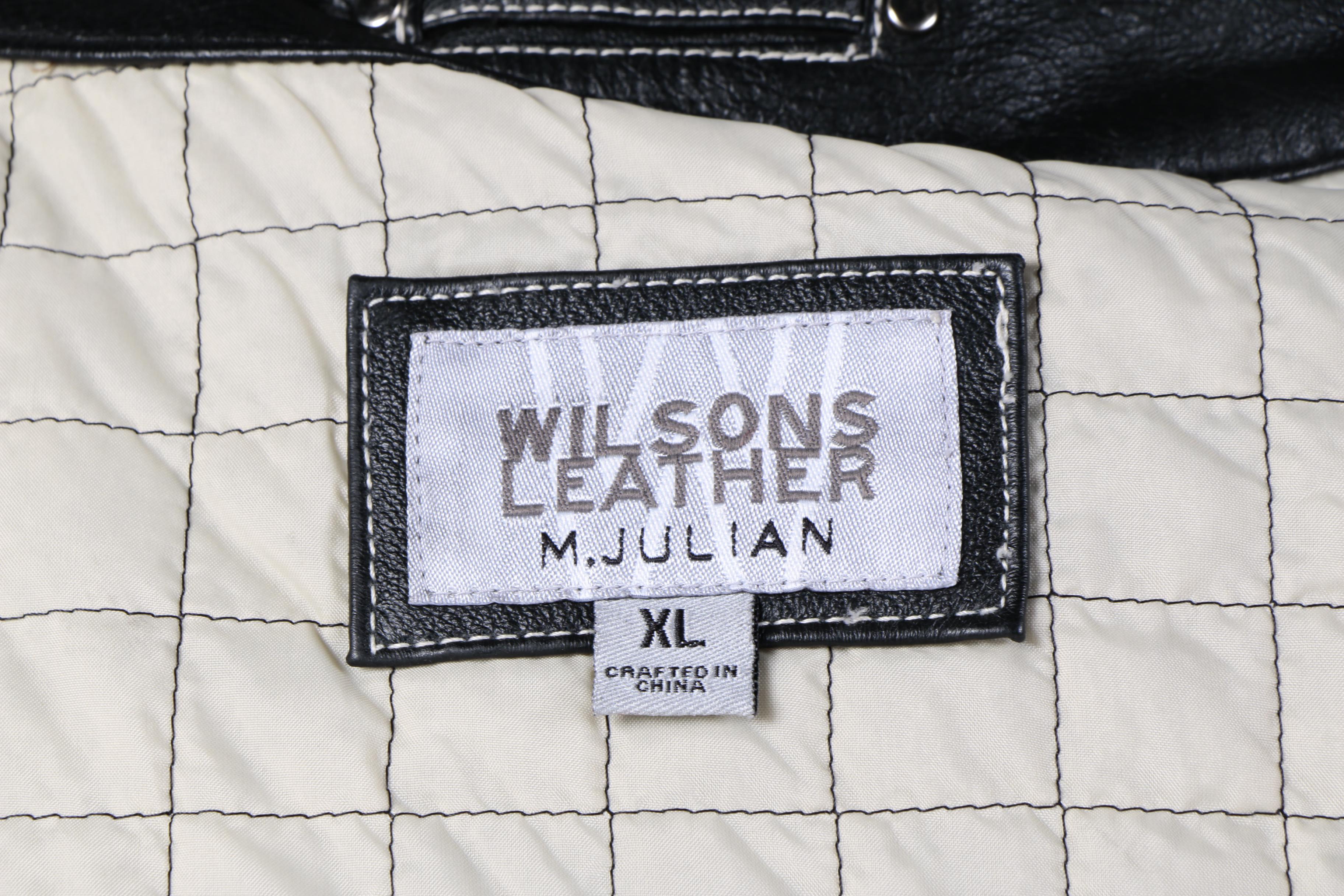 Men's Wilsons Leather Black and White Moto Jacket