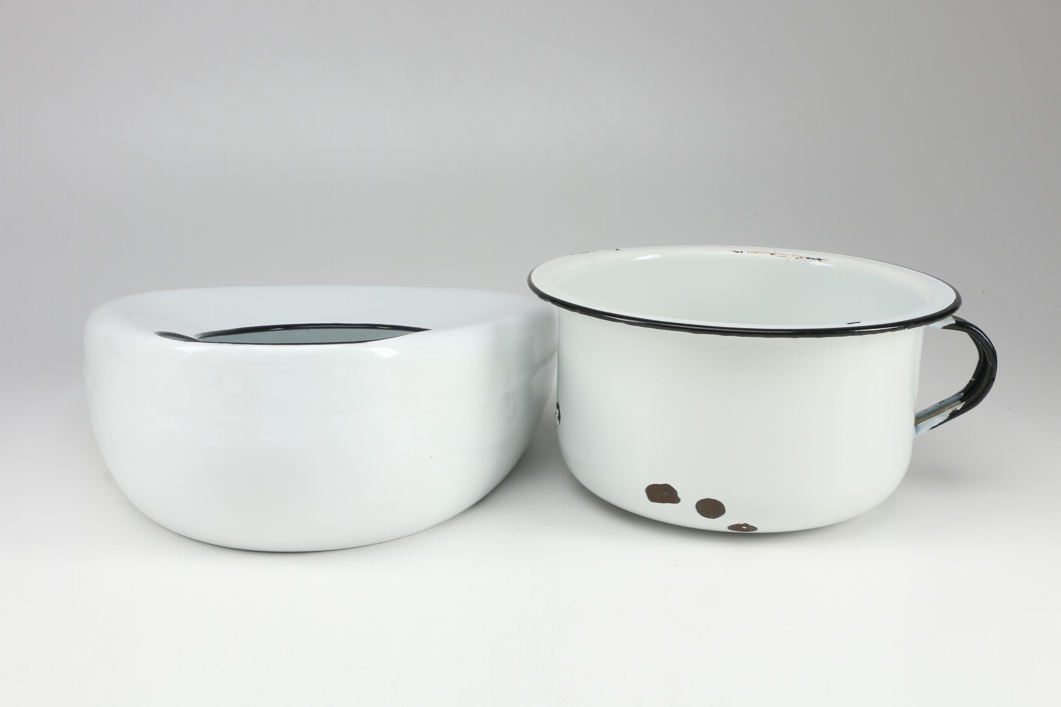 Vintage Enamel Bedpans and Urinals
