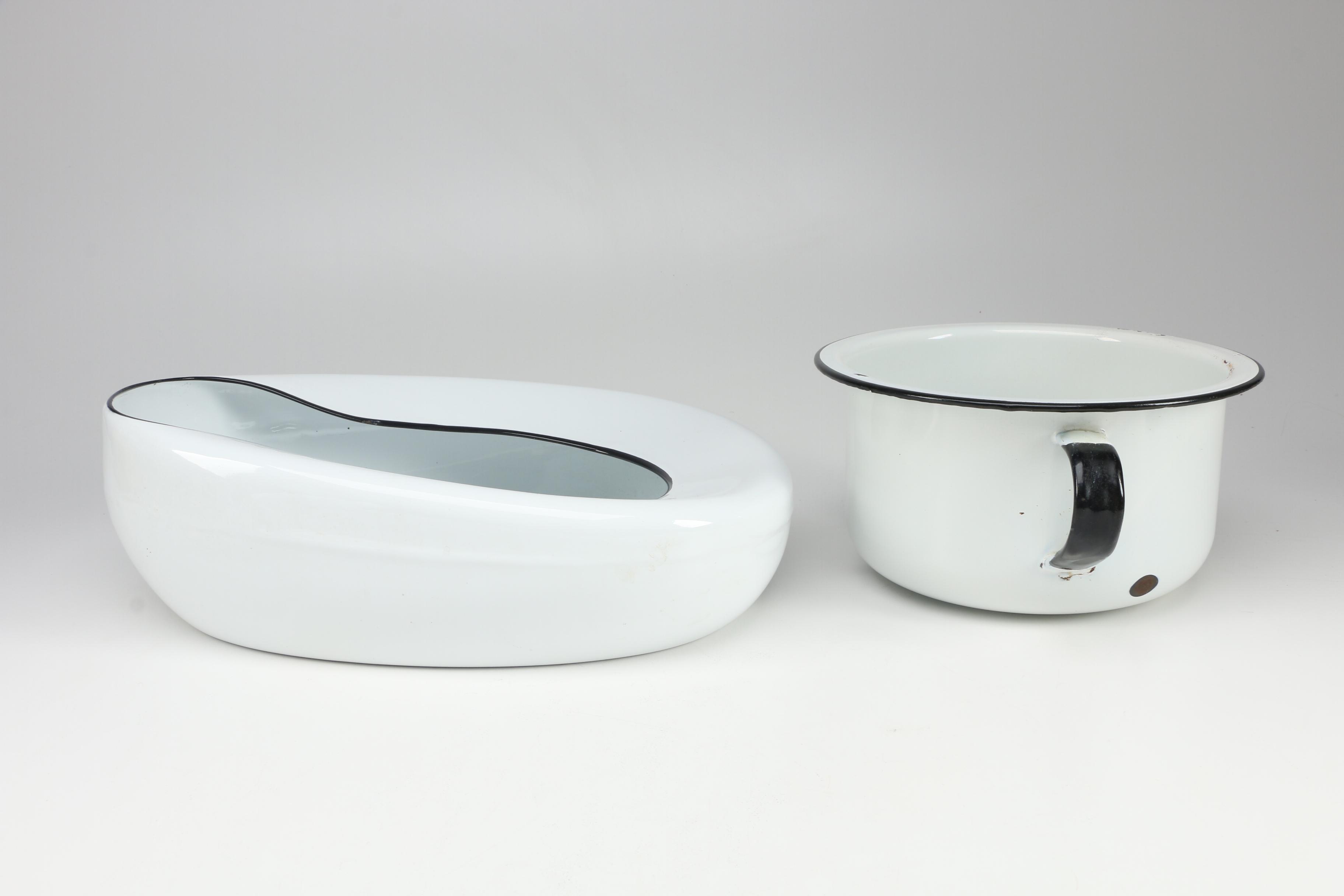 Vintage Enamel Bedpans and Urinals