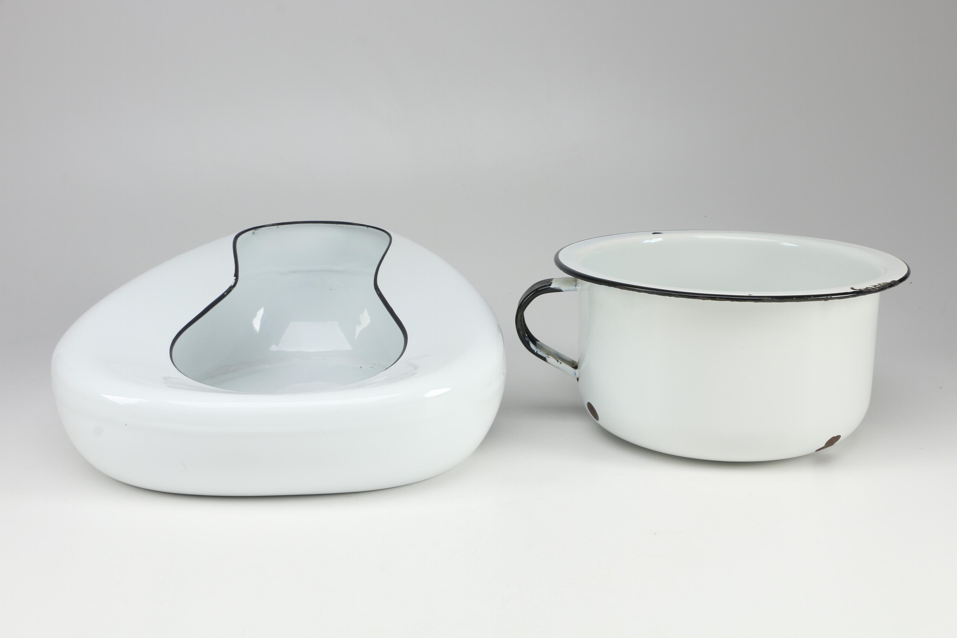 Vintage Enamel Bedpans and Urinals