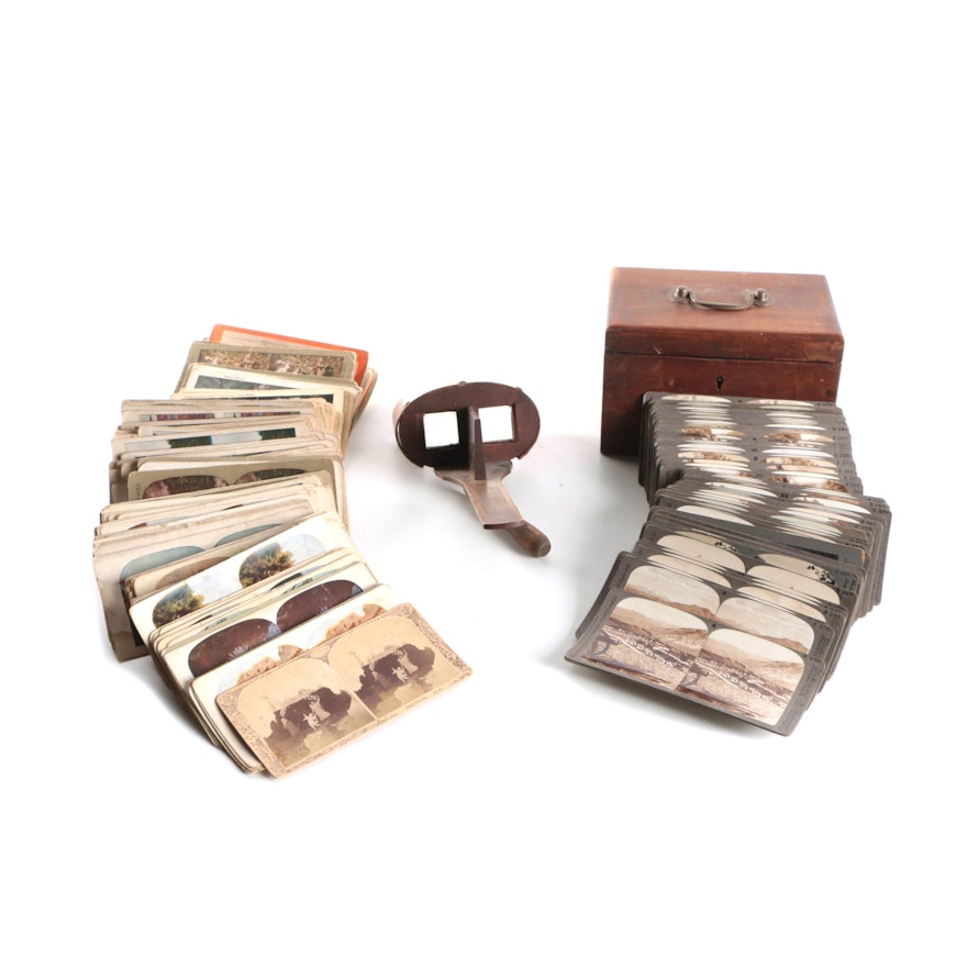 Antique Stereoscope Cards and Viewer