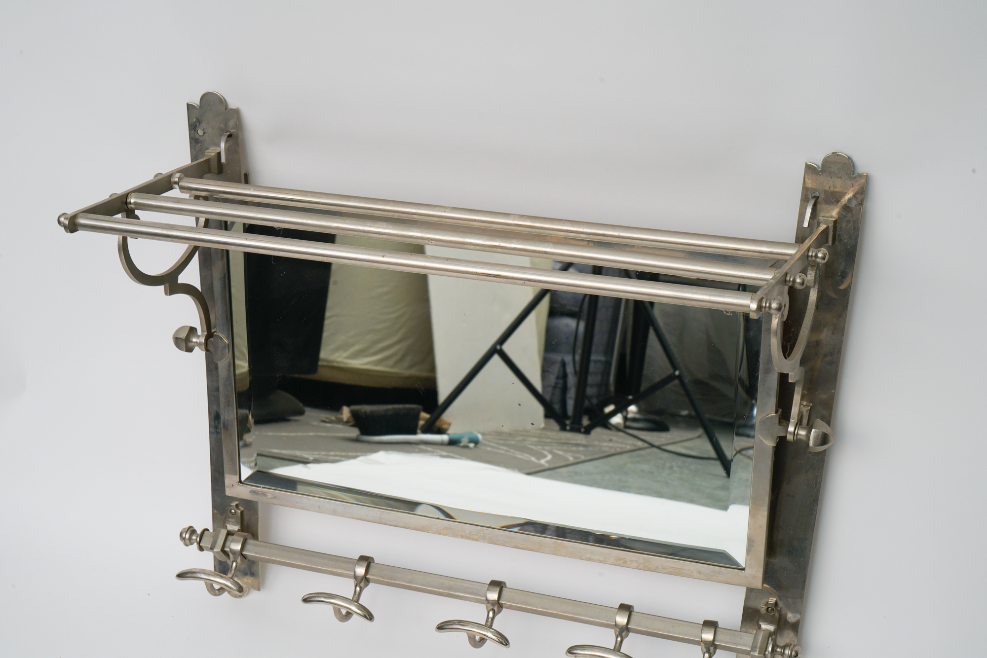 **REWORK**Vintage Nickeled Metal Train Luggage Rack