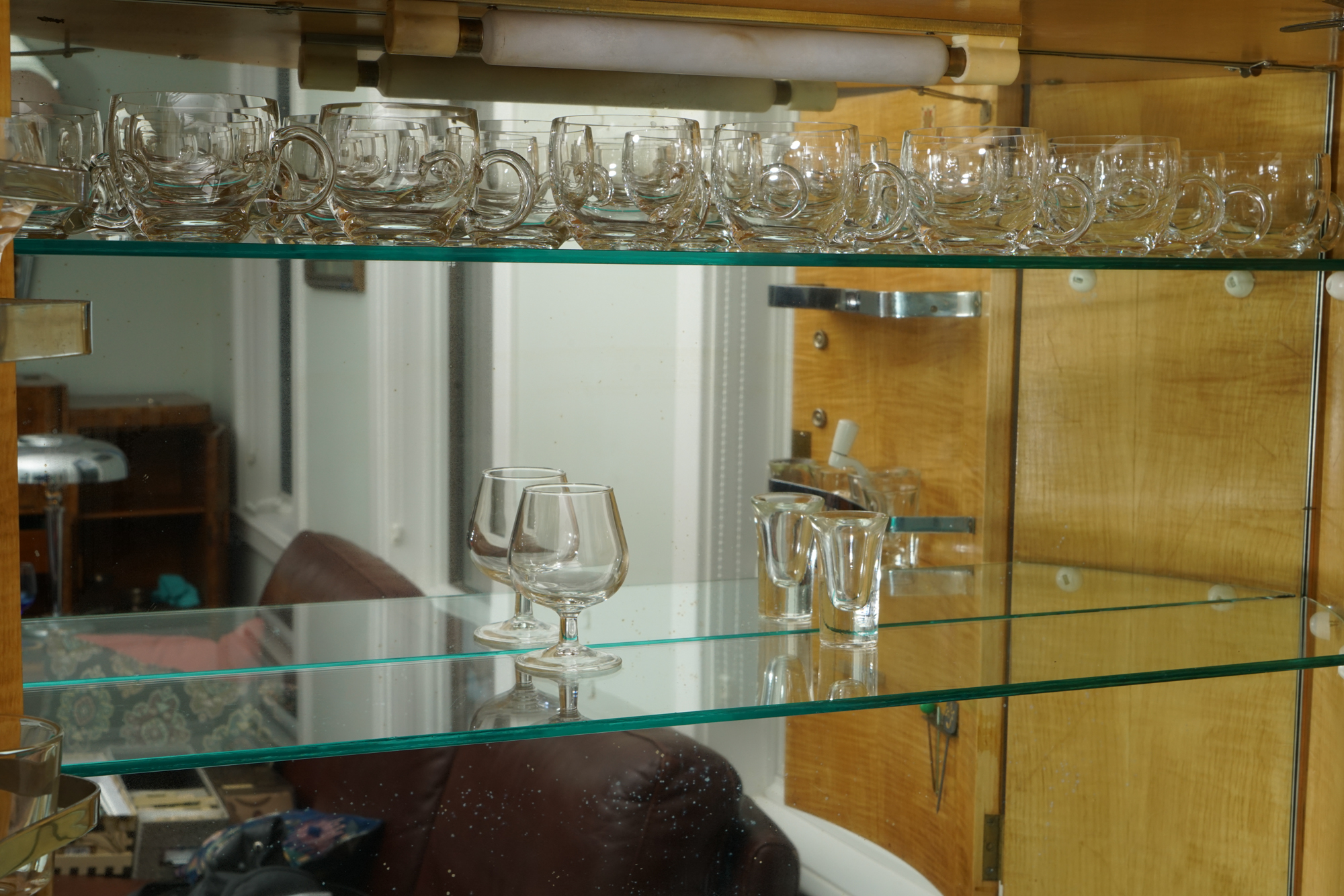 English Art Deco Walnut Cocktail Cabinet by Gold & Feather Products