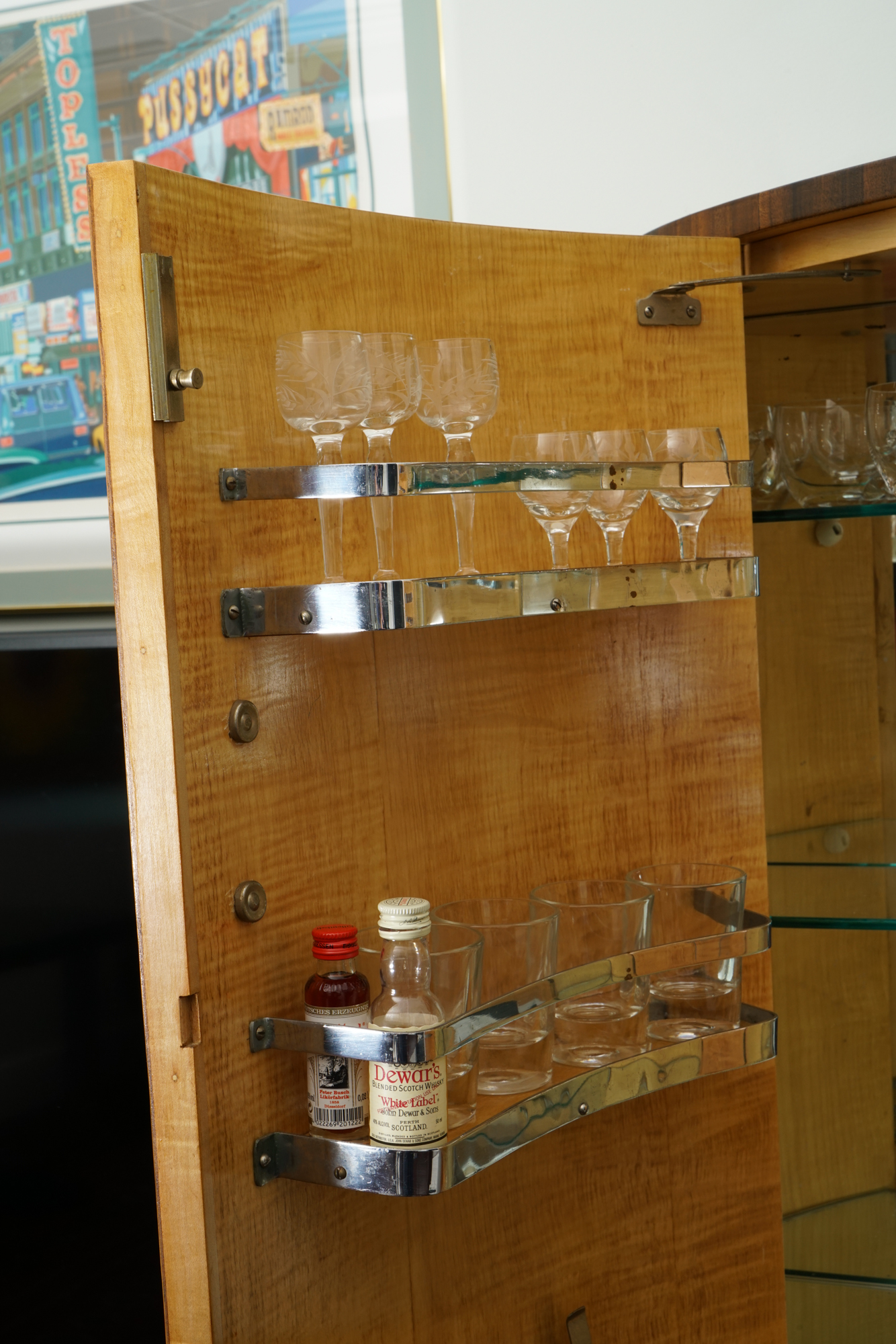 English Art Deco Walnut Cocktail Cabinet by Gold & Feather Products