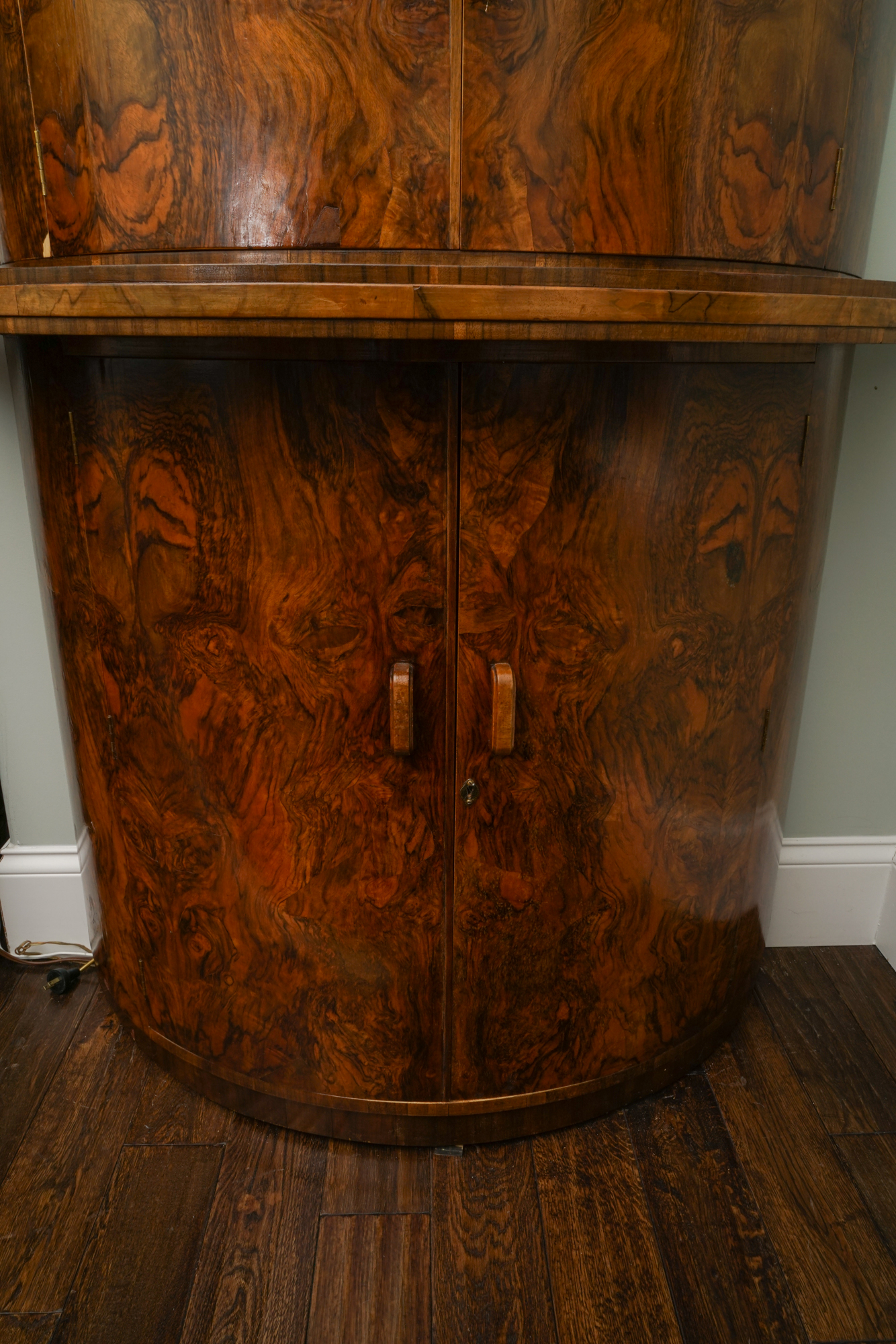 English Art Deco Walnut Cocktail Cabinet by Gold & Feather Products