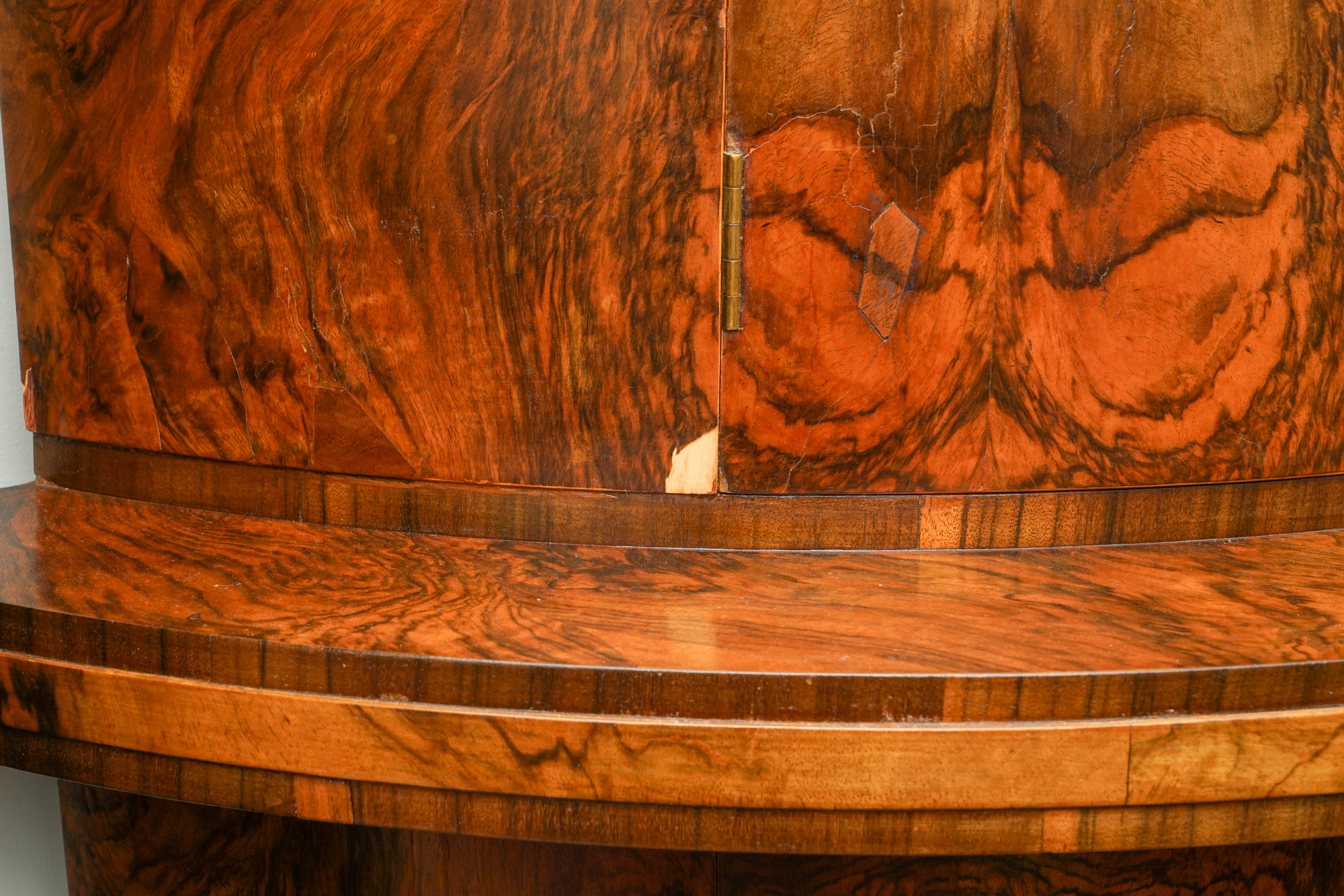 English Art Deco Walnut Cocktail Cabinet by Gold & Feather Products