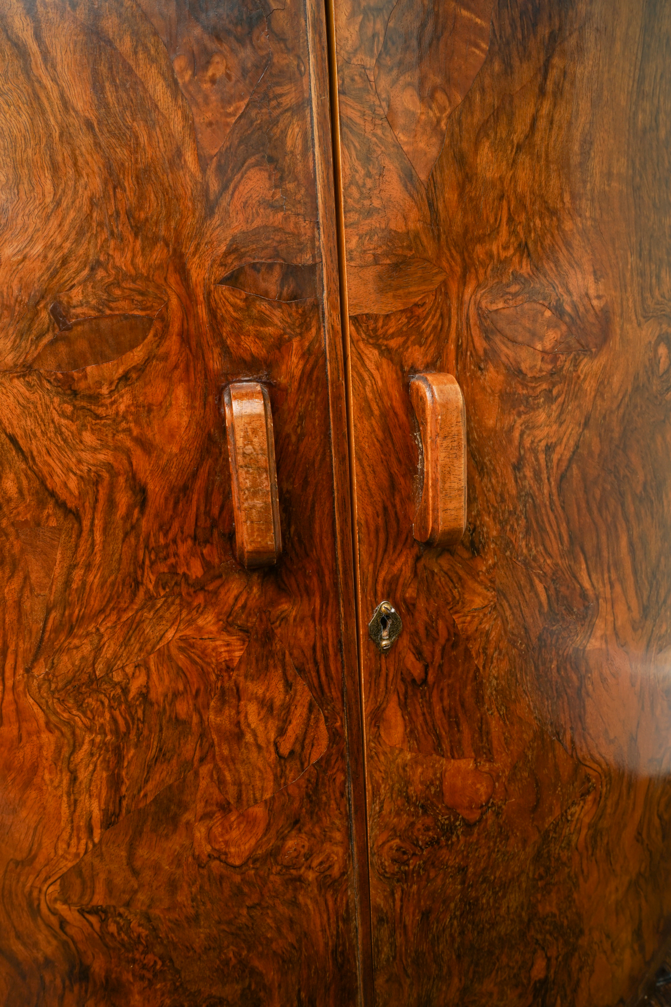 English Art Deco Walnut Cocktail Cabinet by Gold & Feather Products